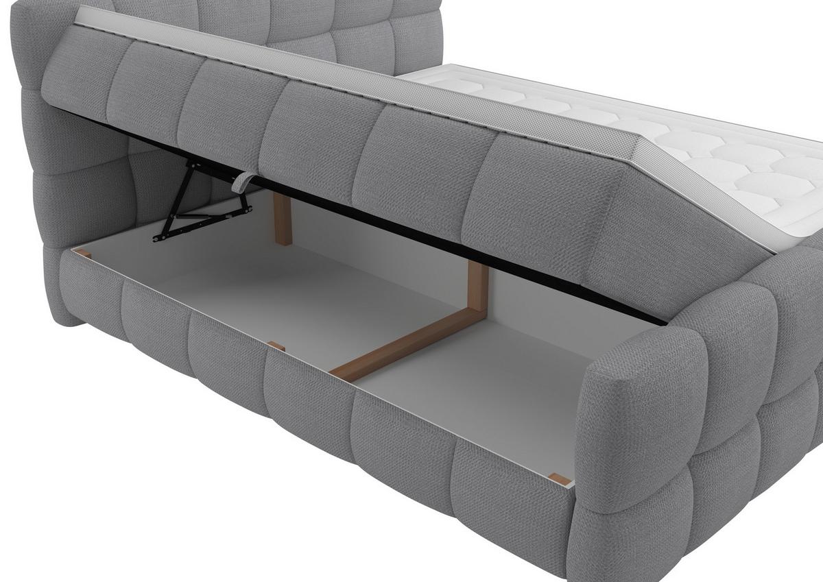 Boxspring Krevet Brisbane - siva/crna, Trend, drvni materijal/drvo (120/200cm) - Premium Living