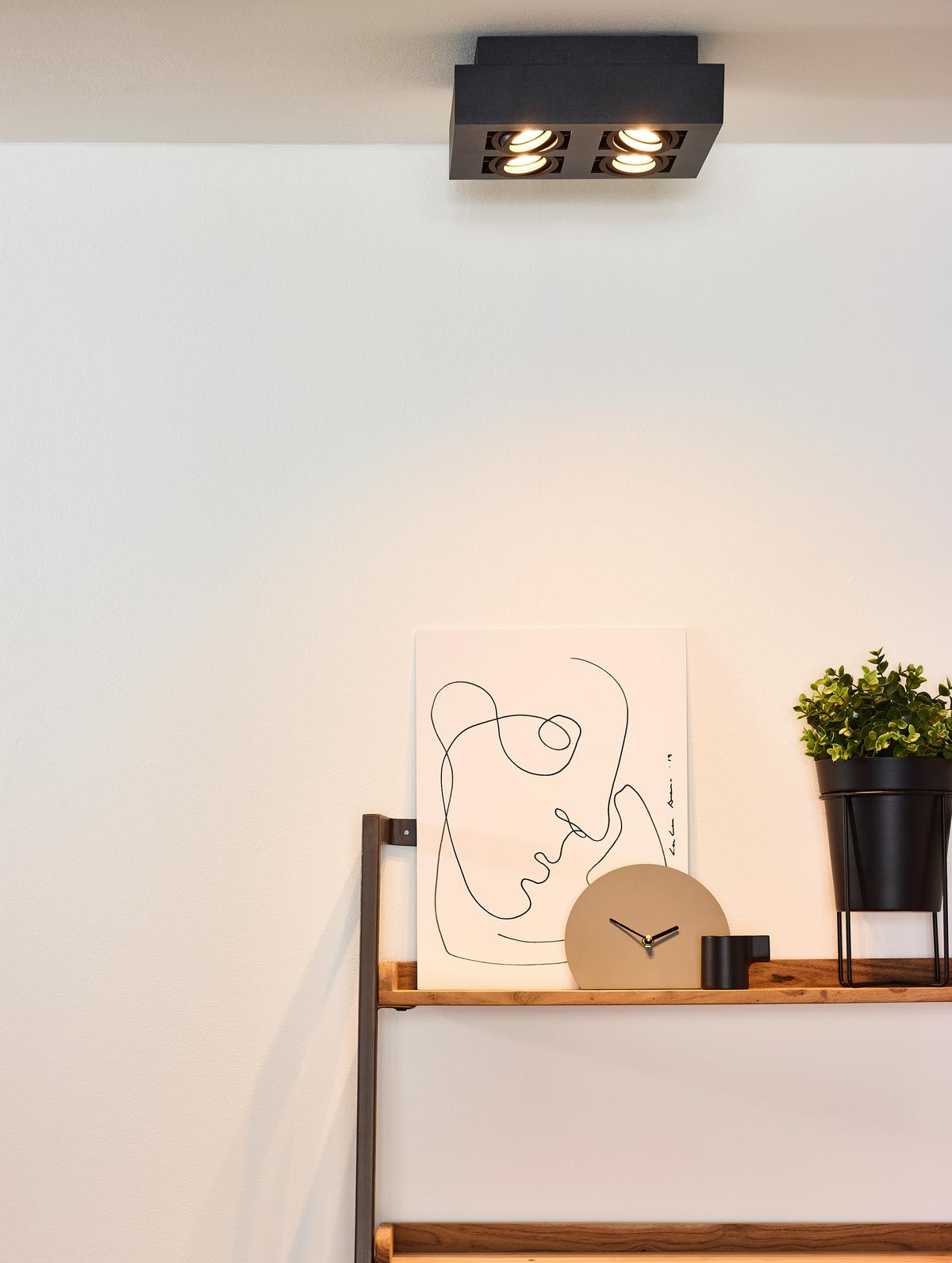 LAMPA SUFITOWA 09119/21/30 XIRAX - czarny, Basics (25/25/8.8cm) - Lucide