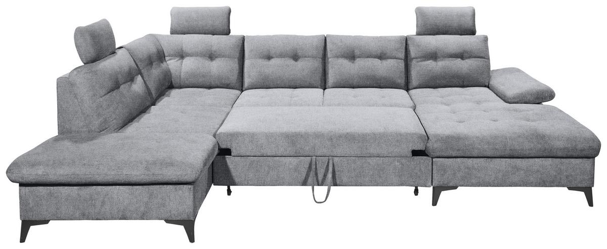 Wohnlandschaft Durban U ca. 218x324x170 cm Grau - Schwarz/Grau, KONVENTIONELL, Kunststoff/Textil (218/324/170cm) - MID.YOU