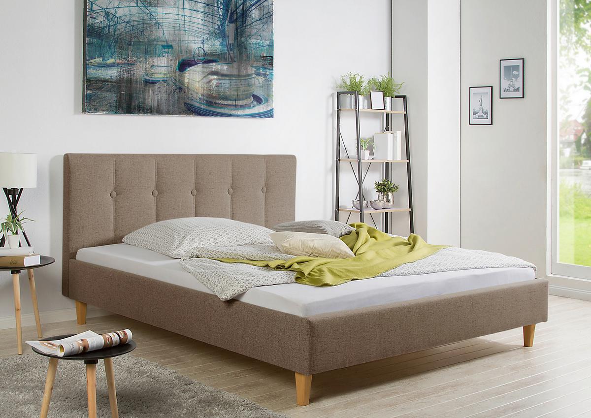 Polsterbett Kenny Hellbraun ca. 200x200 cm - Hellbraun/Naturfarben, MODERN, Holz/Textil (200/200cm) - Livetastic