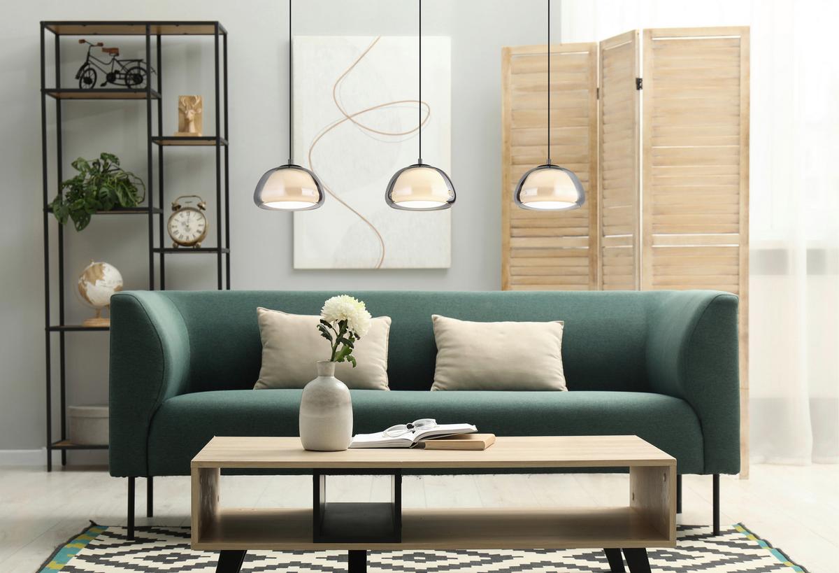 Led Viseća Svjetiljka Avila - bijela/siva, Design, staklo/metal (117/25/150cm) - Globo