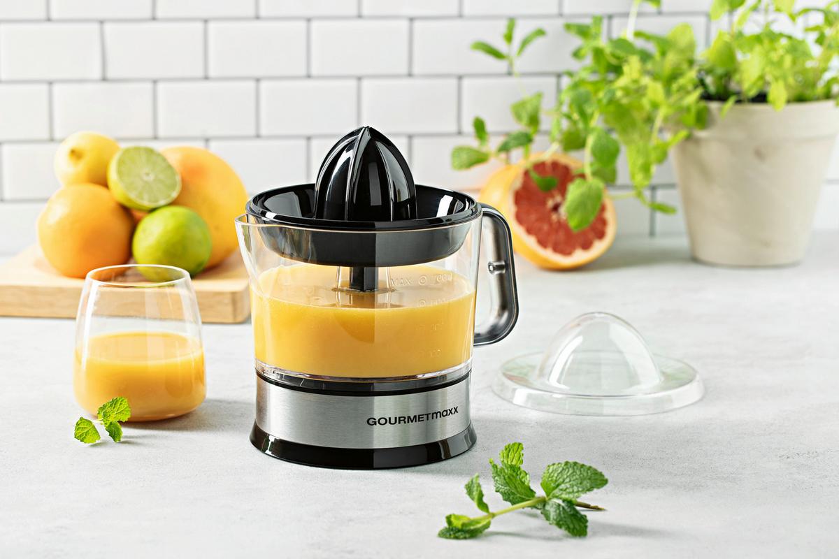 Zitronenpresse Gourmetmaxx Schwarz ca. 40 Watt - Transparent/Schwarz, MODERN, Kunststoff/Metall (19/14/21cm)