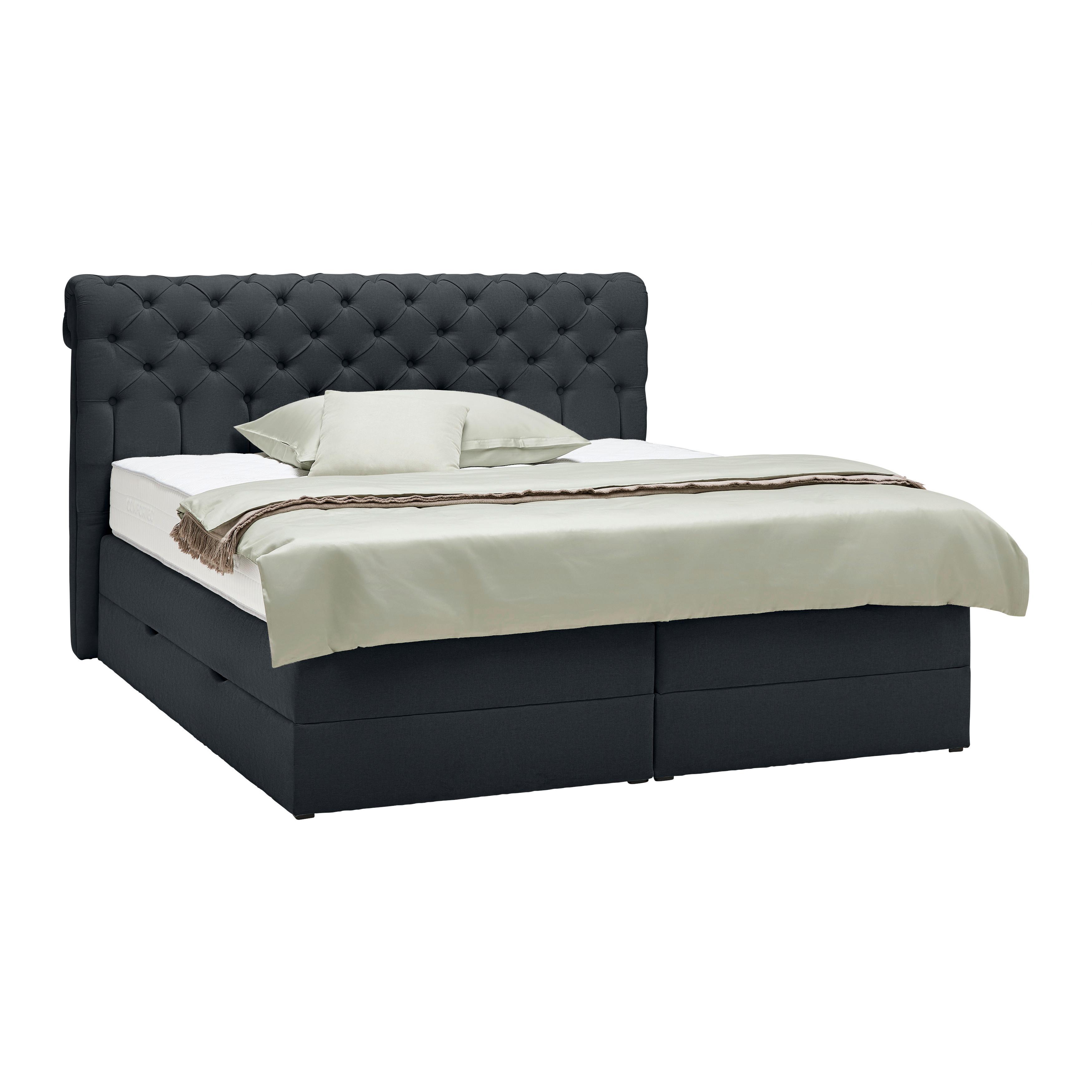 Boxspringbett Belano Schwarz ca. 200x200cm - Schwarz, Konventionell, Holz/Holzwerkstoff (200/200cm) - Premium Living