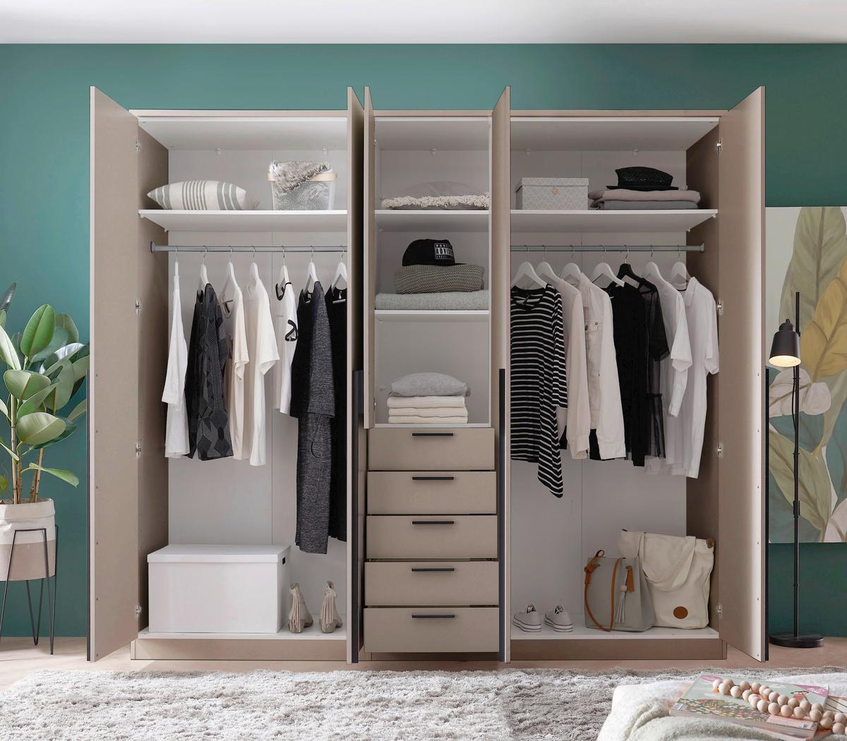 Ormar S Klasičnim Vratima Arnis - kašmir/crna, Konvencionalno, drvni materijal/plastika (225/210/52cm) - Modern Living