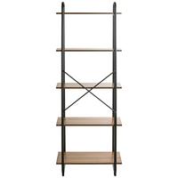 Regal Hengelo 5 in Schwarz/Eichefarben - Eichefarben/Schwarz, MODERN, Holzwerkstoff/Metall (60/164/36cm) - Mömax