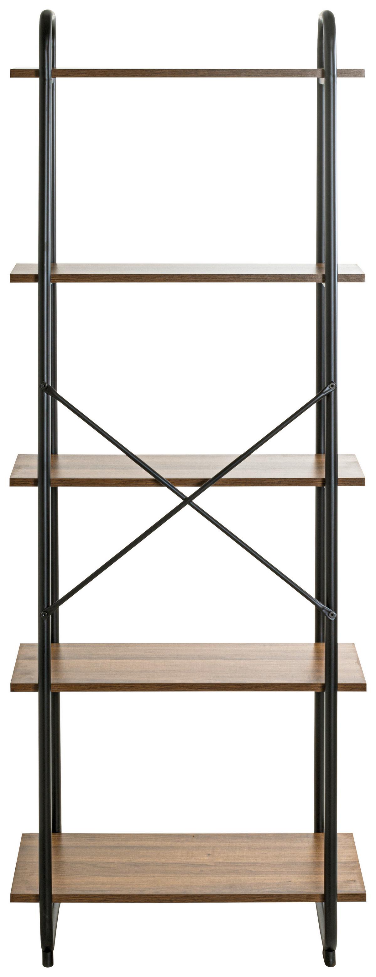 Regal Hengelo 5 in Schwarz/Eichefarben - Eichefarben/Schwarz, MODERN, Holzwerkstoff/Metall (60/164/36cm) - Mömax