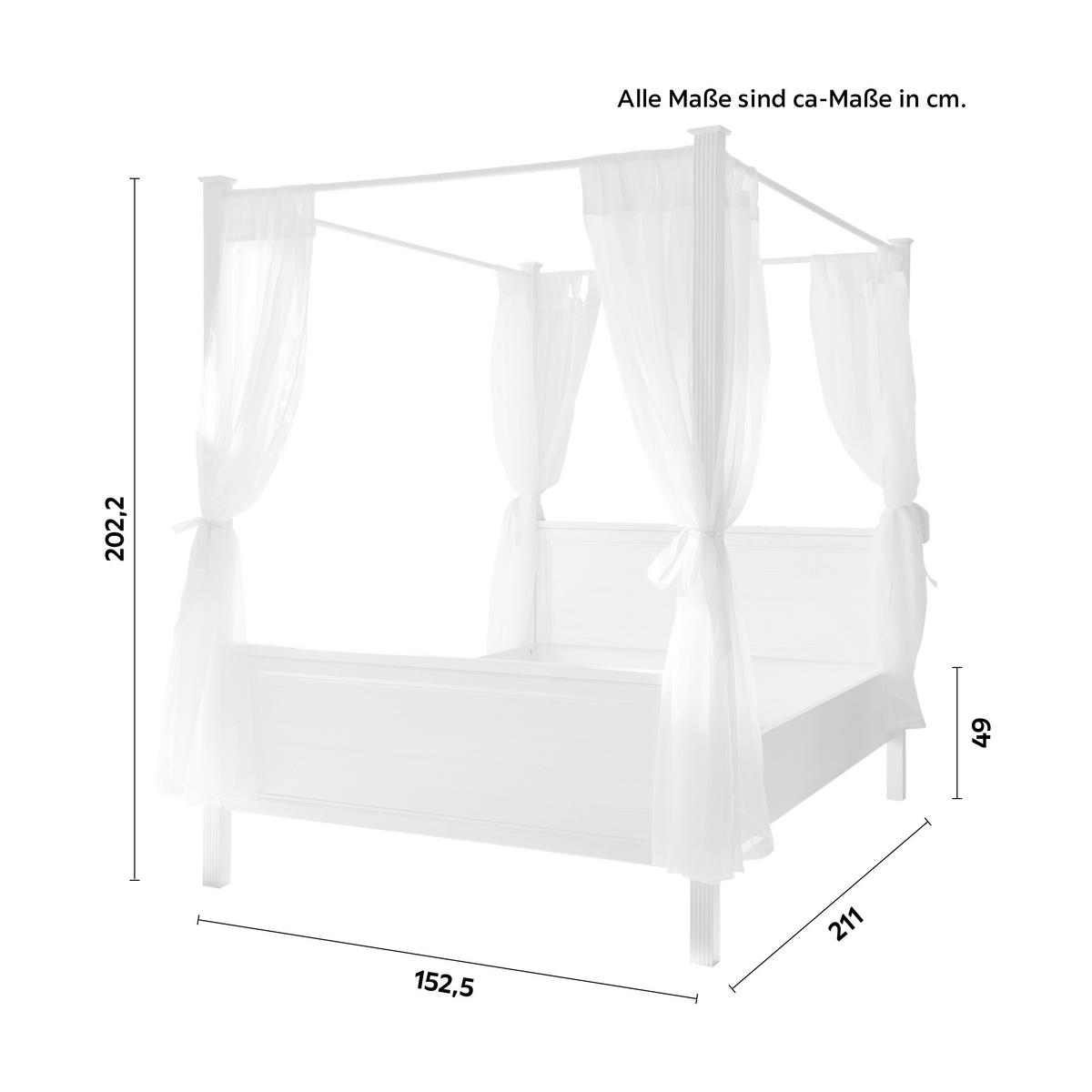 Krevet S Baldahinom Marilou - bijela/crna, Romantično / ladanjski, drvni materijal/metal (140/200cm) - Zandiara