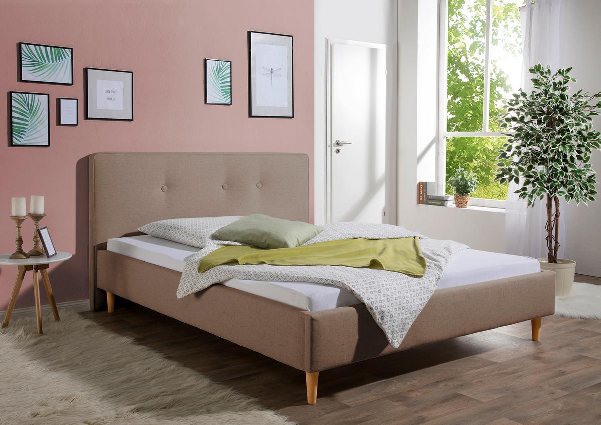 Polsterbett Slade Hellbraun ca. 100x200 cm - Hellbraun/Naturfarben, MODERN, Holz/Textil (100/200cm) - Livetastic