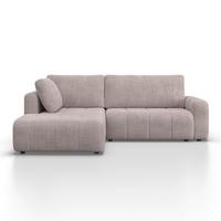 Wohnlandschaft Gia Hellgrau Cord mit Schlaffunktion - Hellgrau/Schwarz, MODERN, Holz/Kunststoff (261/197cm) - Bessagi Home