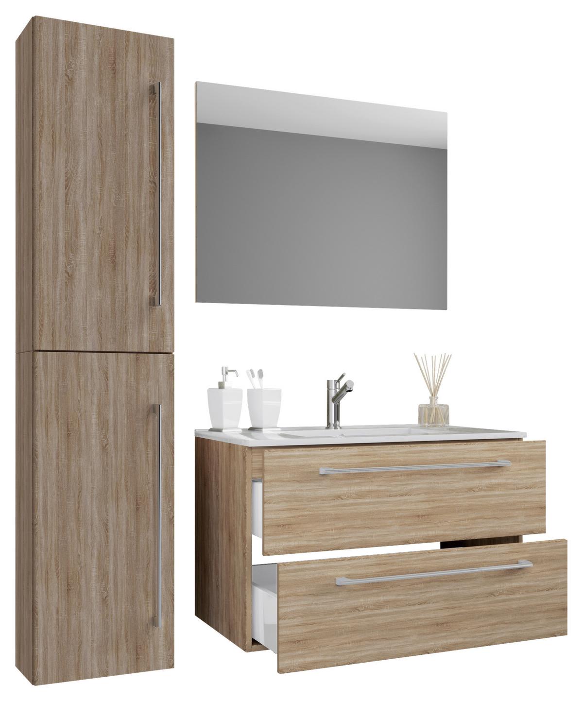 Kopalnica Badinos, Hrast - bela/hrast sonoma, Moderno, leseni material/keramika (93cm) - MID.YOU