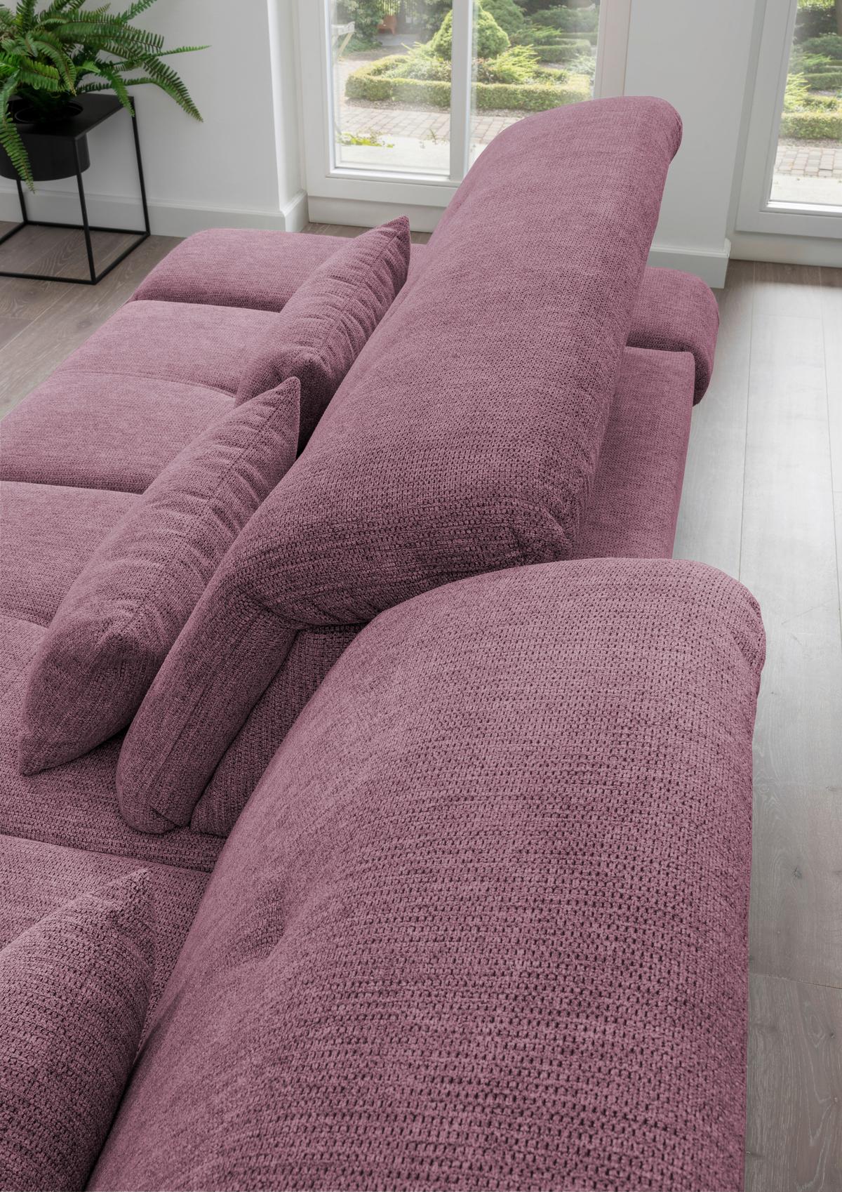 Wohnlandschaft Dalida Brombeere Chenille - Chromfarben/Brombeere, Design, Textil/Metall (300/196cm) - Livetastic