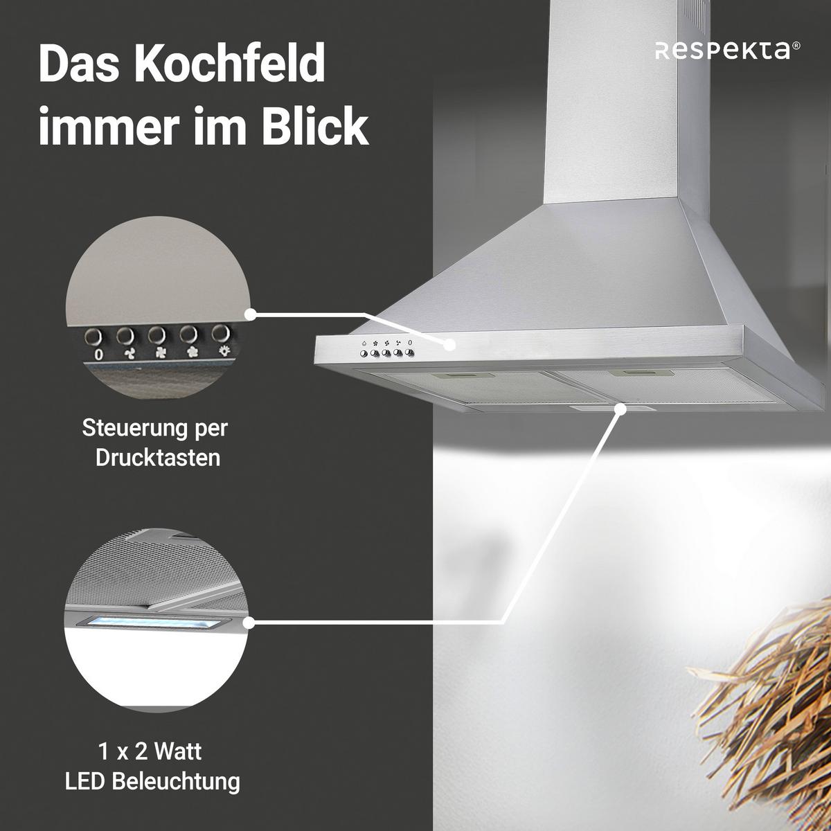 Dunstabzugshaube Dalia Edelstahl B: ca. 60 cm - Edelstahlfarben, Trend, Metall (60/70-108/50cm) - Respekta