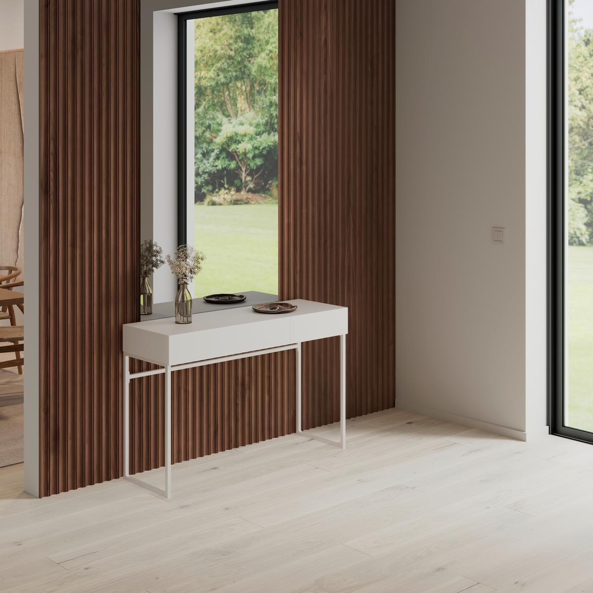 Konsolentisch Finn Weiß Metall/MDF - Weiß, MODERN, Holzwerkstoff/Metall (120/78/40cm) - Bessagi Home