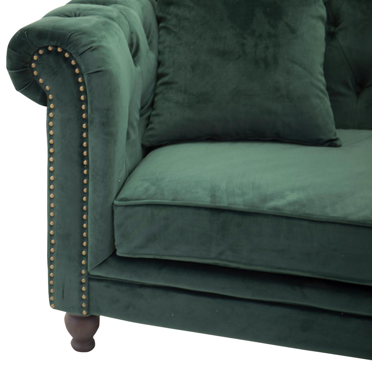 CHESTERFIELD-SOFA VELVET - Braun/Grün, Design, Holz/Textil (217/80/88cm) - Livetastic