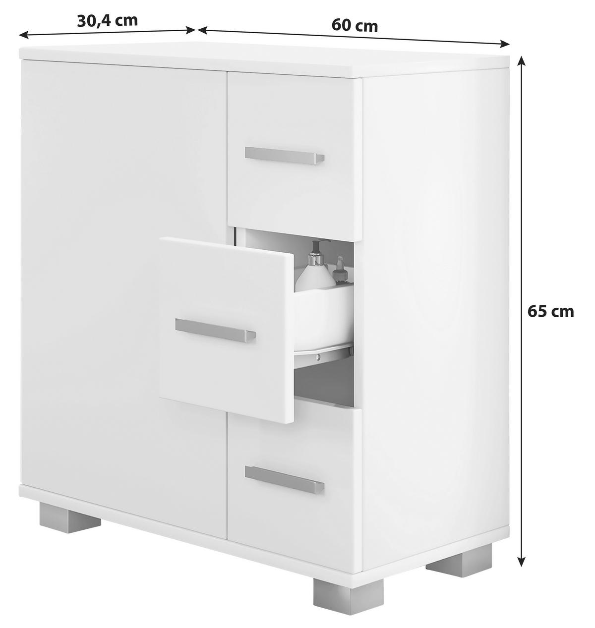 Spodnja Omarica Zalo Xl, Bela, Črna - siva/črna, Moderno, umetna masa/leseni material (60/65/30,4cm) - MID.YOU