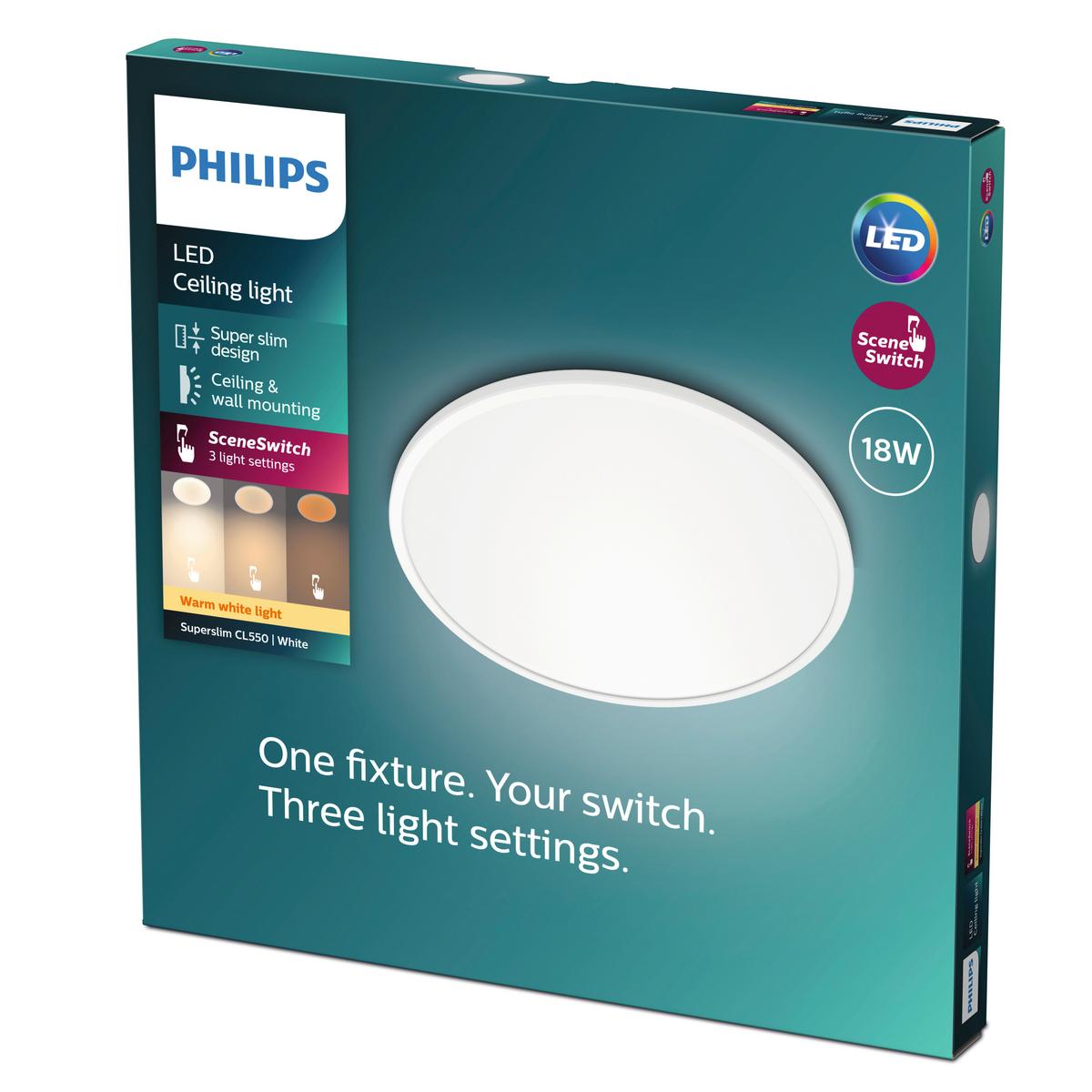 LAMPA SUFITOWA LED 68097800 SUPERSLM PHILIPS - biały, Konventionell, tworzywo sztuczne (30/2,3/30cm) - Philips