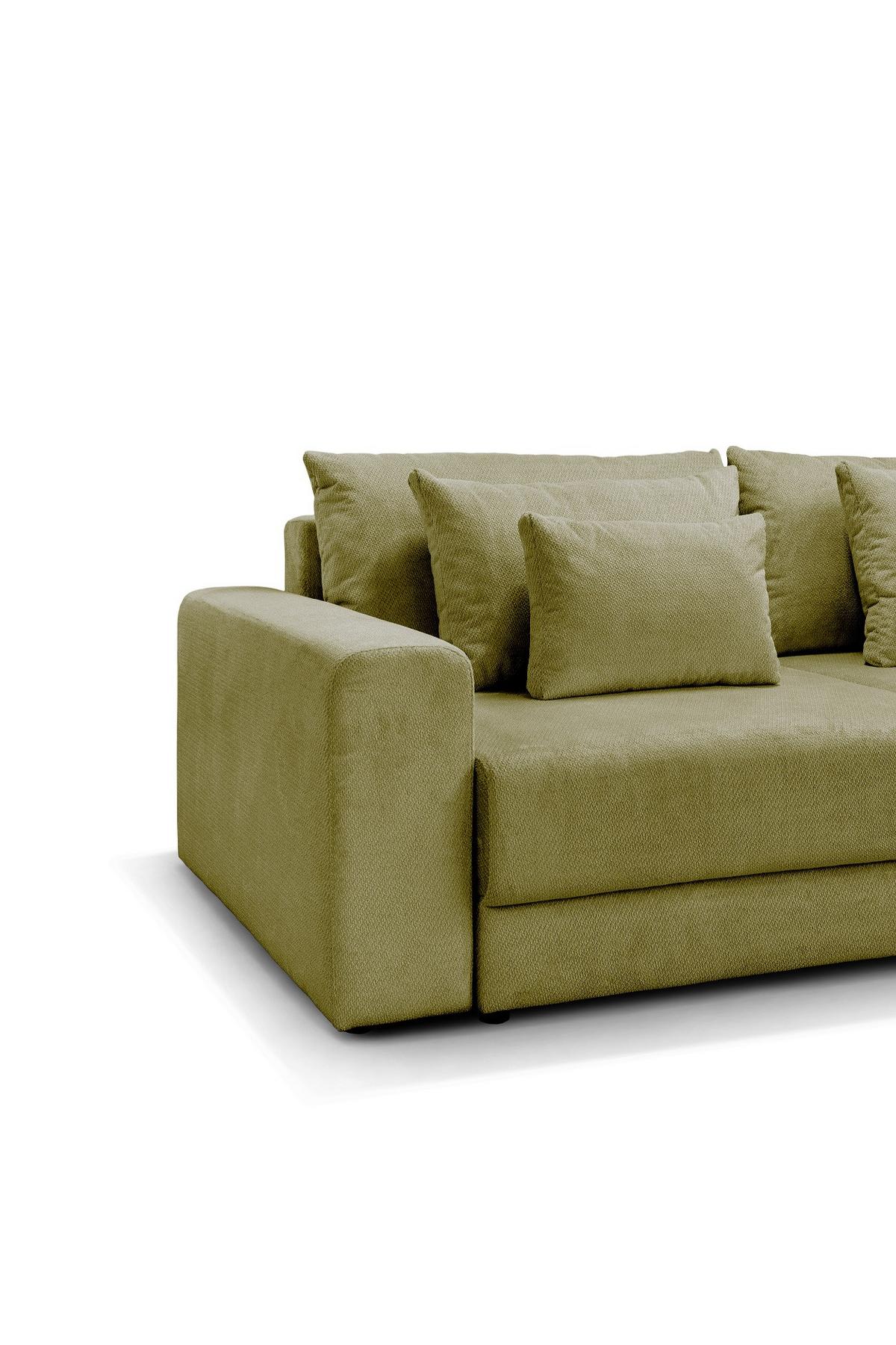 Kanapéágy Mega - olívazöld, Modern, faalapú anyag/textil (255/94/126cm) - Premium Living