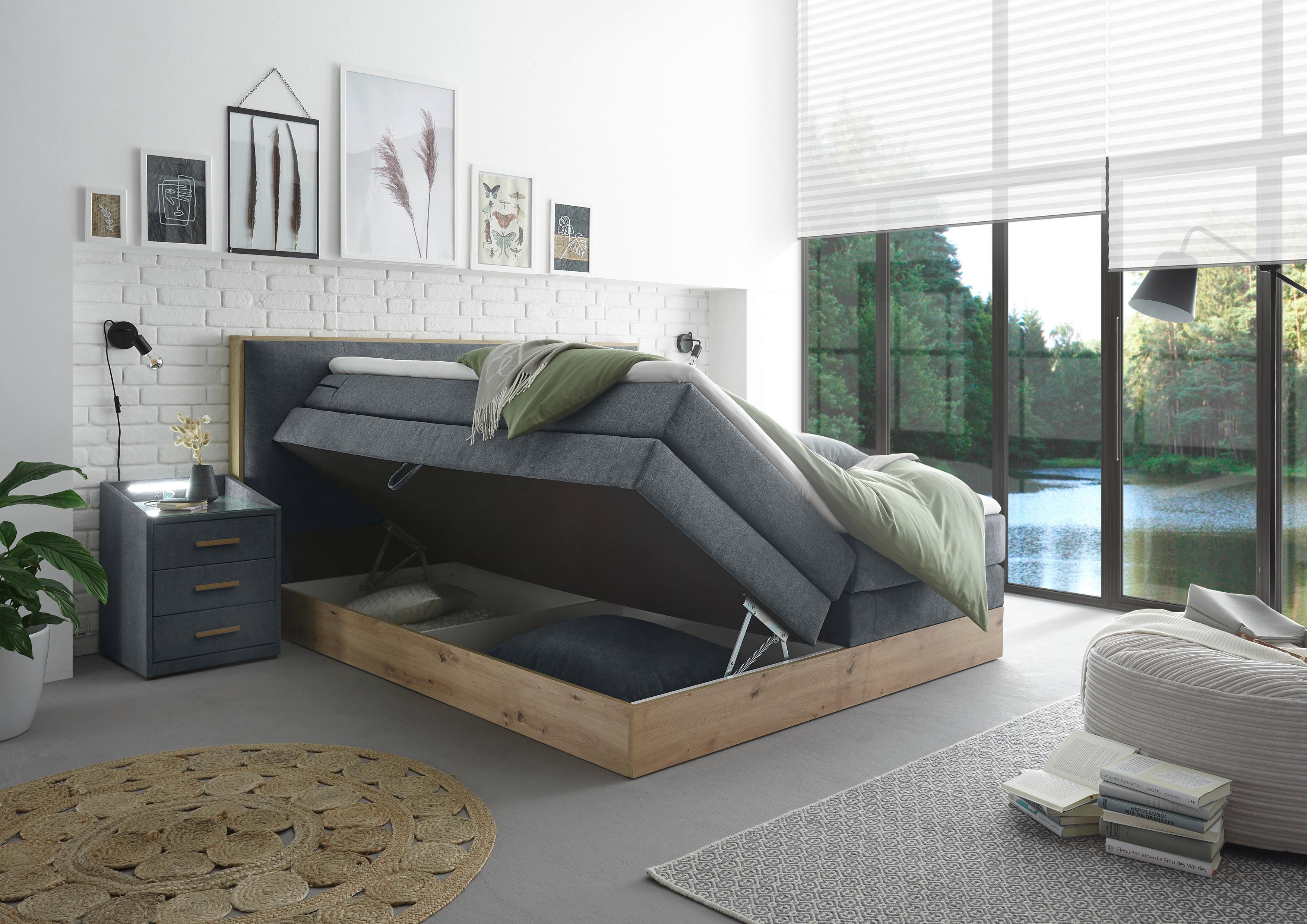 Boxspringbett Preston ca. 180x200 cm Anthrazit - Anthrazit, MODERN, Holz/Holzwerkstoff (180/200cm) - Livetastic