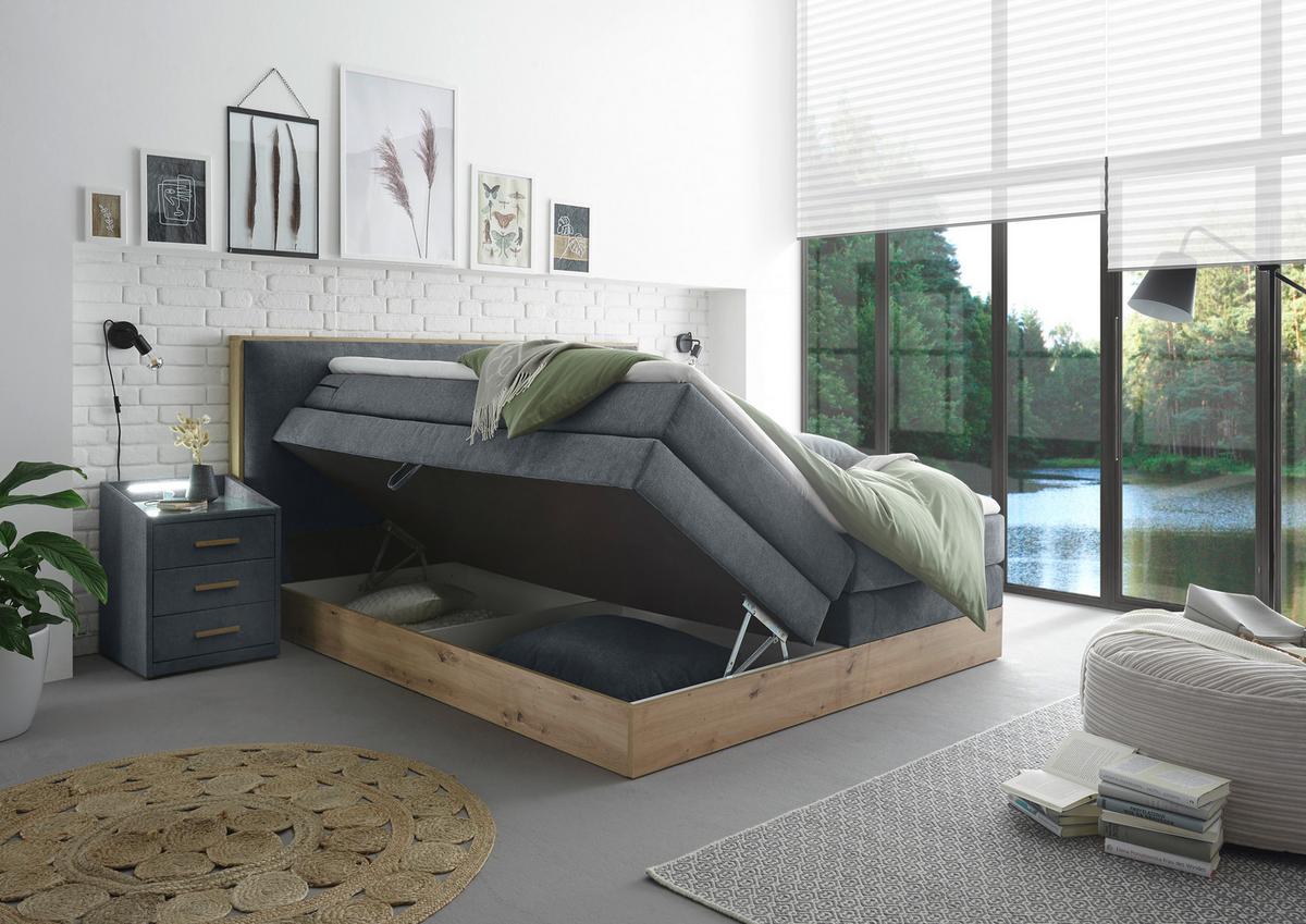 Boxspringbett Preston ca. 180x200 cm Anthrazit - Anthrazit, MODERN, Holz/Holzwerkstoff (180/200cm) - Livetastic
