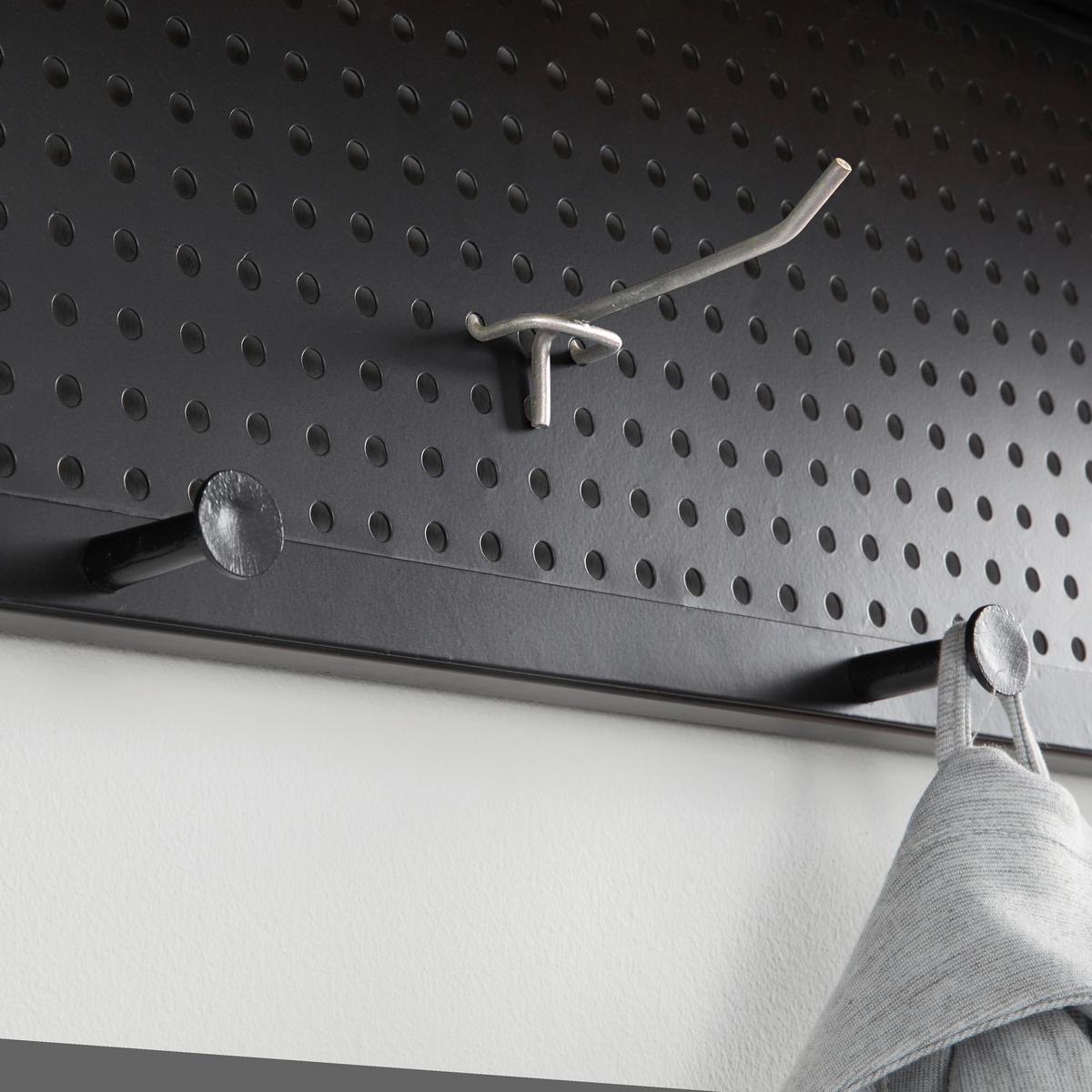 Garderobe Lorenzo ca. 110x22 cm Metall/Kiefer - Schwarz/Kieferfarben, MODERN, Holz/Metall (110/22/20cm) - Bessagi Home