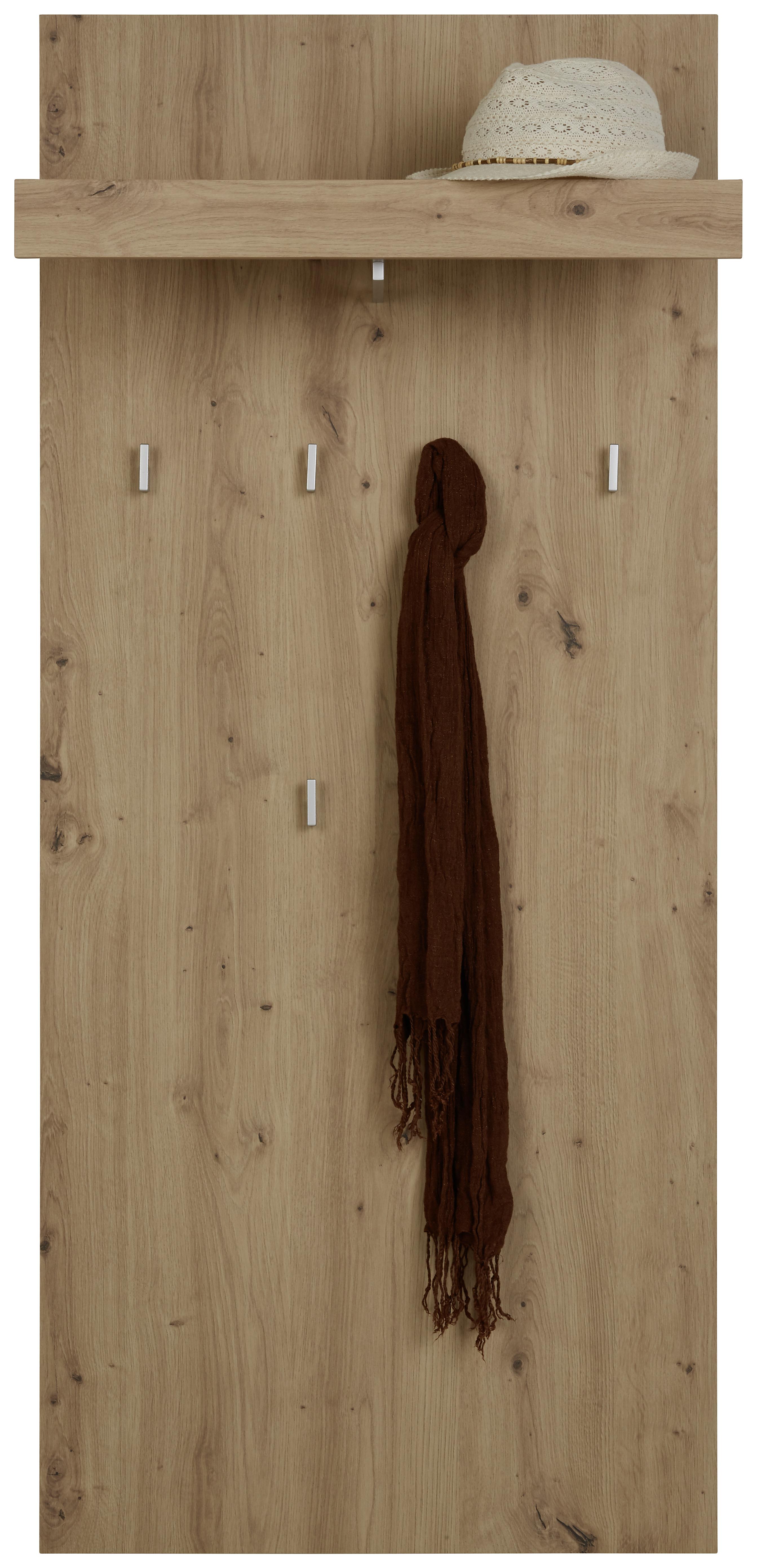 Garderobenpaneel in Eichefarben mit 6 Haken - Eichefarben, Modern, Holzwerkstoff (65/148/28cm) - Modern Living