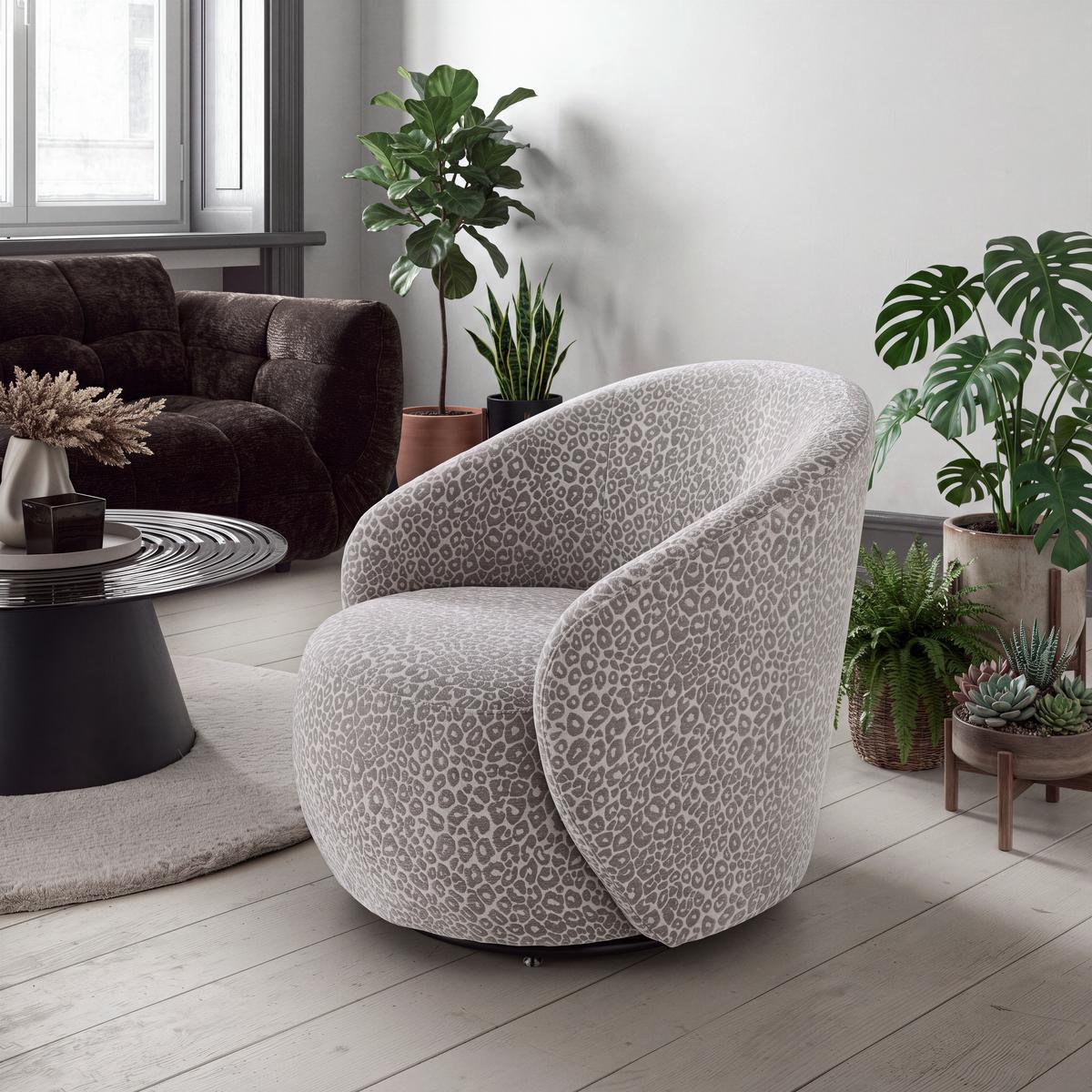 Designsessel Baca Beige/Schwarz drehbar - Beige/Schwarz, LIFESTYLE, Holz/Textil (73/73/78cm) - Mömax
