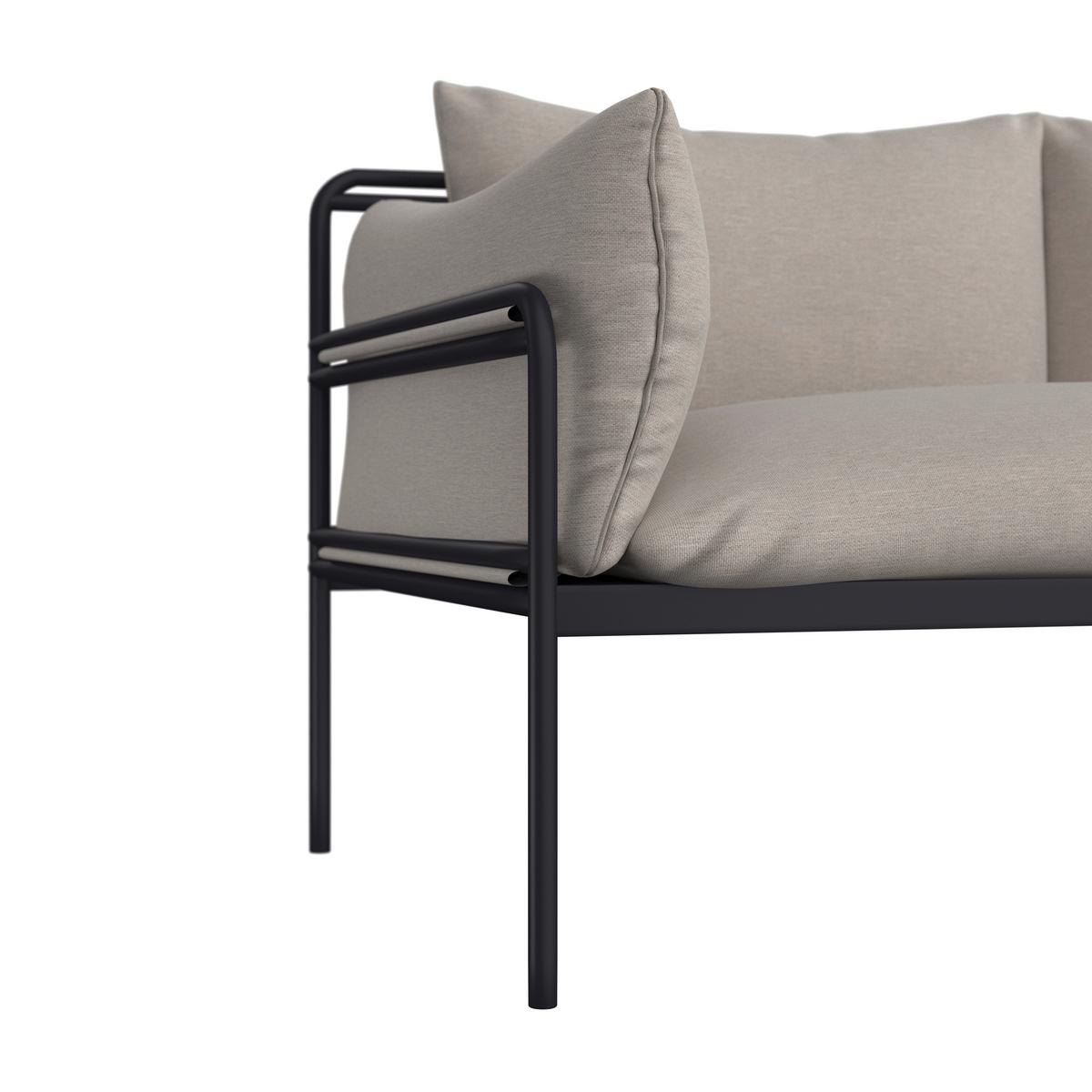 Outdoorlounge Anny Beige Metall/Outdoorstoff/Glas - Dunkelgrau/Beige, MODERN, Glas/Textil (218/170/72cm) - Bessagi Garden