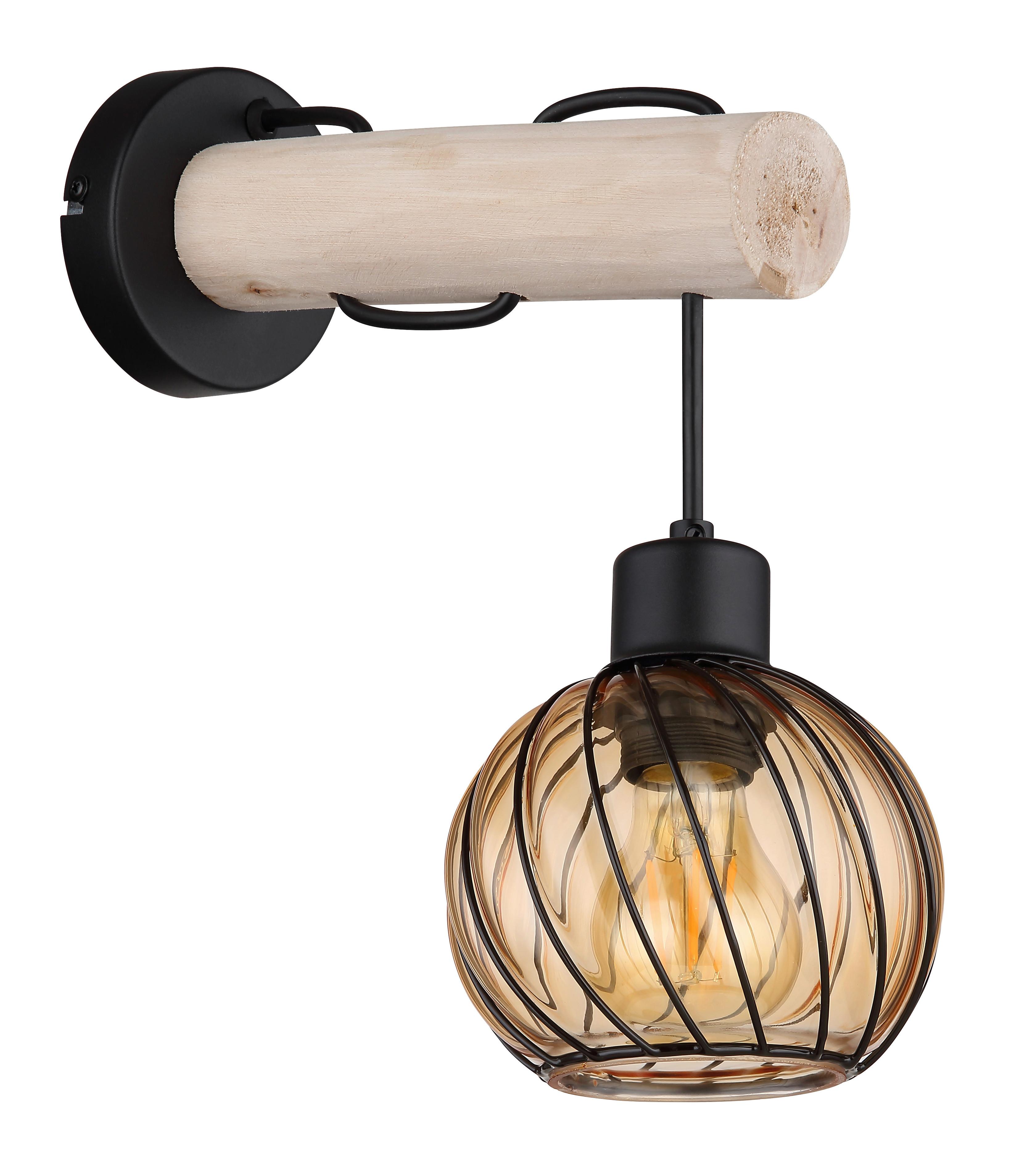 Stenska Svetilka 15534w - črna/naravne barve, Natur, kovina/steklo (13/27/30cm) - Globo