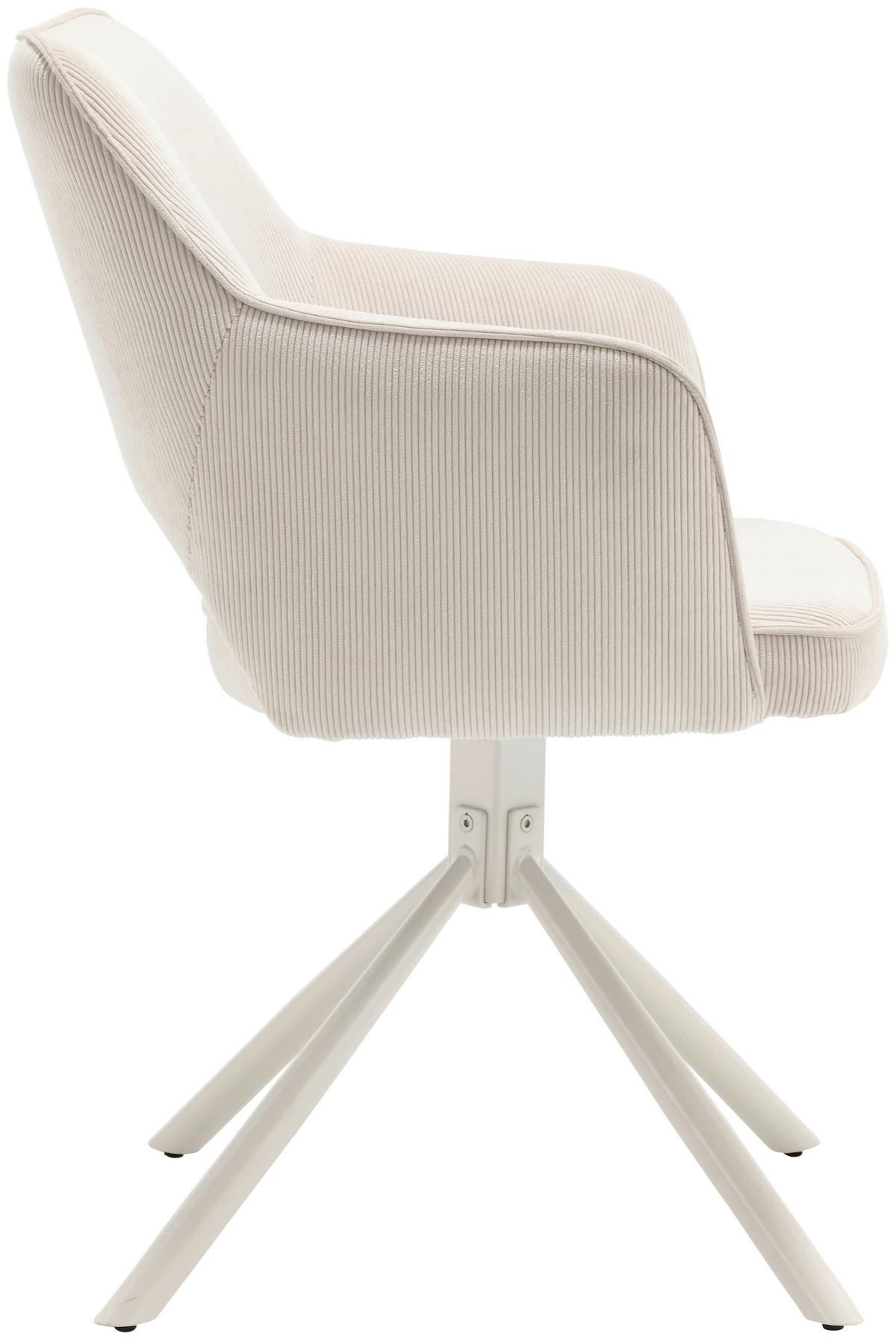 KRZESŁO Z PODŁOKIETNIKAMI ADELE - kremowy, Modern, metal/tkanina (61/85/61cm) - Livetastic