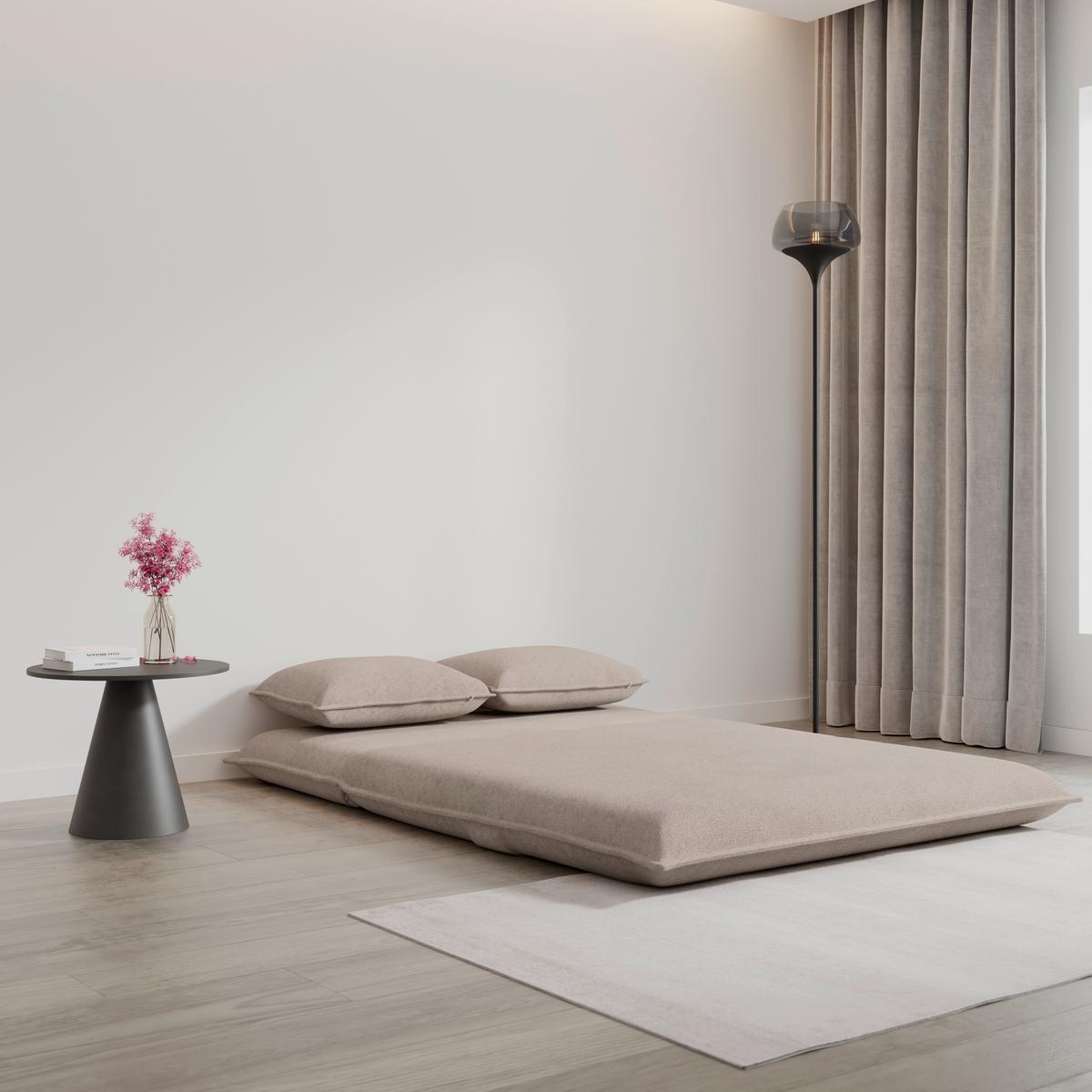 Schlafsofa Macy Bouclé Beige - Beige, MODERN, Textil/Metall (140/35/63cm) - Bessagi Home