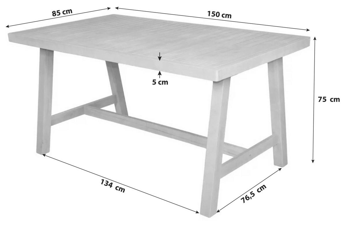 Gartentisch Holz Bogota ca. 150x85 cm geölt - Hellbraun, Basics, Holz (150/85/75cm) - Gardenson