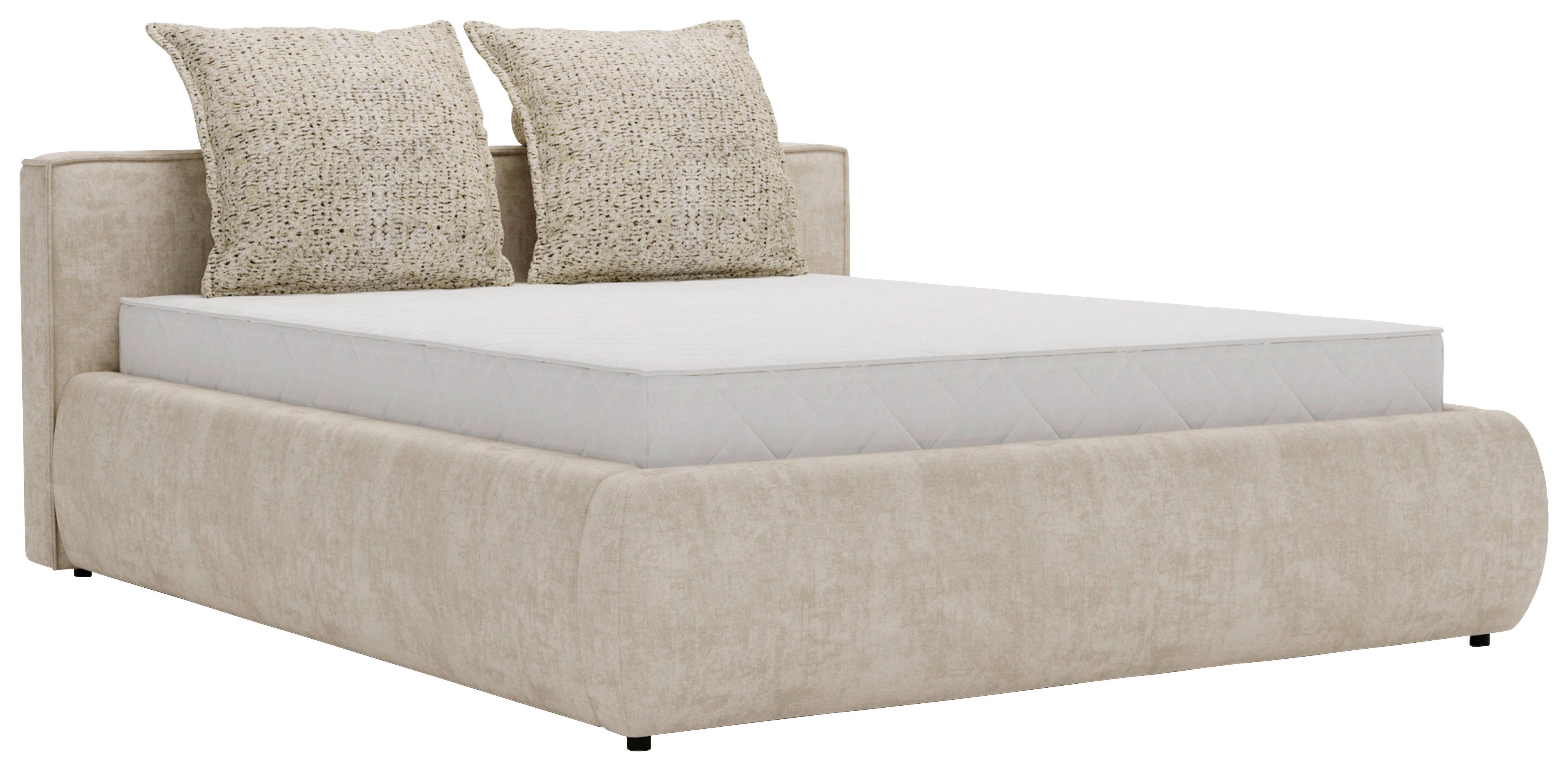 Polsterbett Olive Sandfarben ca. 160x200cm - Sandfarben/Schwarz, KONVENTIONELL, Holzwerkstoff/Kunststoff (160/200cm) - Mömax