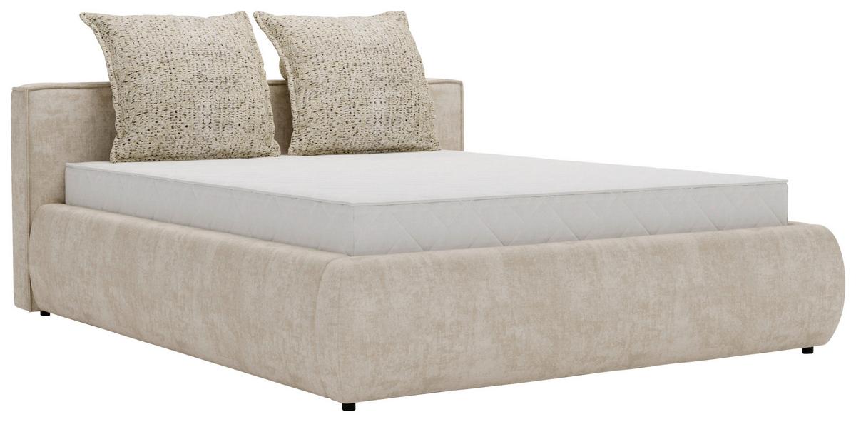 Polsterbett Olive Sandfarben ca. 160x200cm - Sandfarben/Schwarz, KONVENTIONELL, Holzwerkstoff/Kunststoff (160/200cm) - Mömax