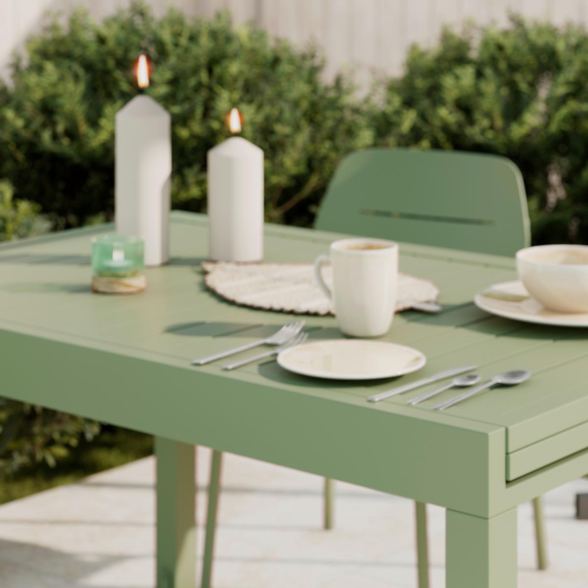 Gartentisch Verde Salbeigrün Aluminium - Salbeigrün, MODERN, Metall (270/76/90cm) - Mömax