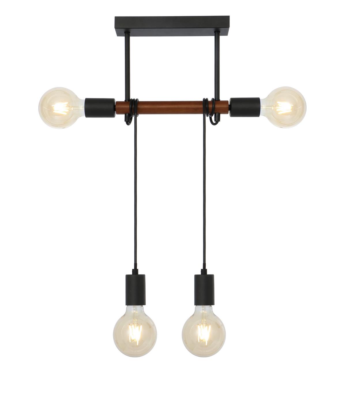 Hängeleuchte Heinrich Braun/Schwarz max. 40 Watt - Schwarz/Braun, Basics, Holz/Metall (39/6/100cm) - Globo
