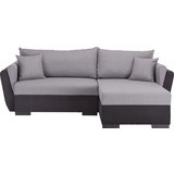 Wohnlandschaft in Grau mit Bettfunktion - Hellgrau/Schwarz, MODERN, Kunststoff/Textil (230/167cm) - Based