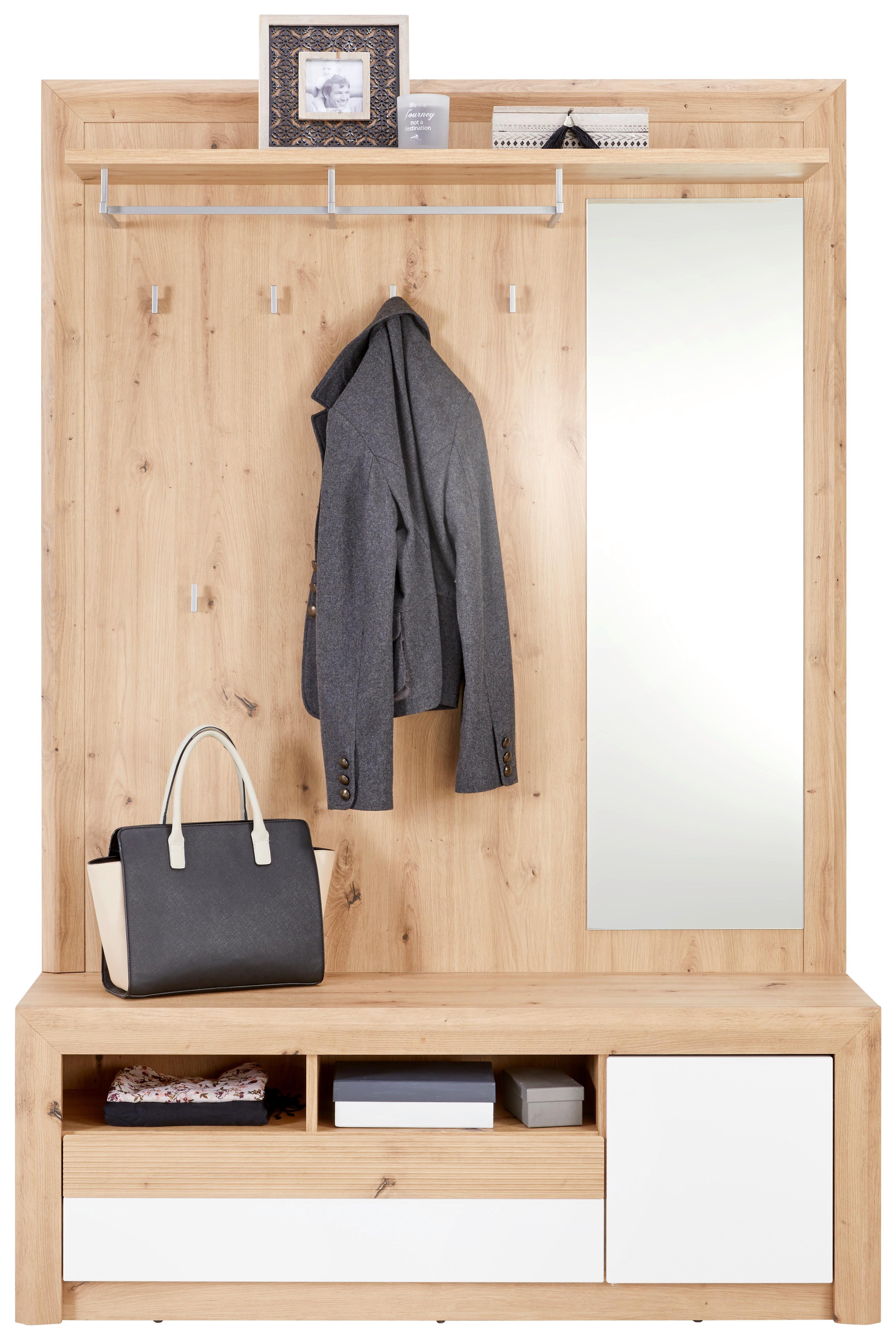 Predsoba Kashmir New, Bela, Barva Hrasta - barve hrasta/bela, Moderno, leseni material (130/192,2/36cm) - Zandiara