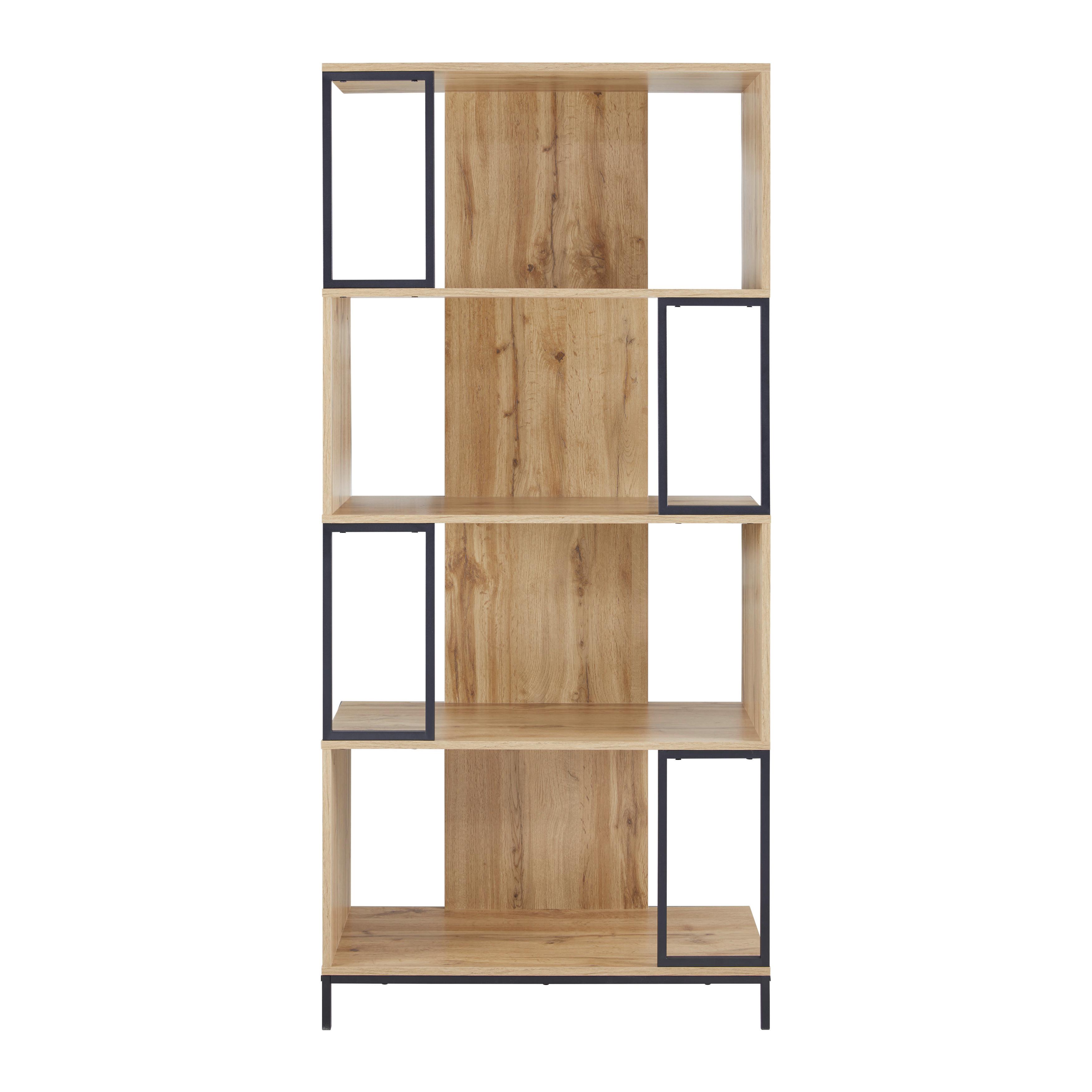 FRISTÅENDE HYLLA GENY - svart/ekfärgad, Modern, metall (80/178/40cm) - Bessagi Home