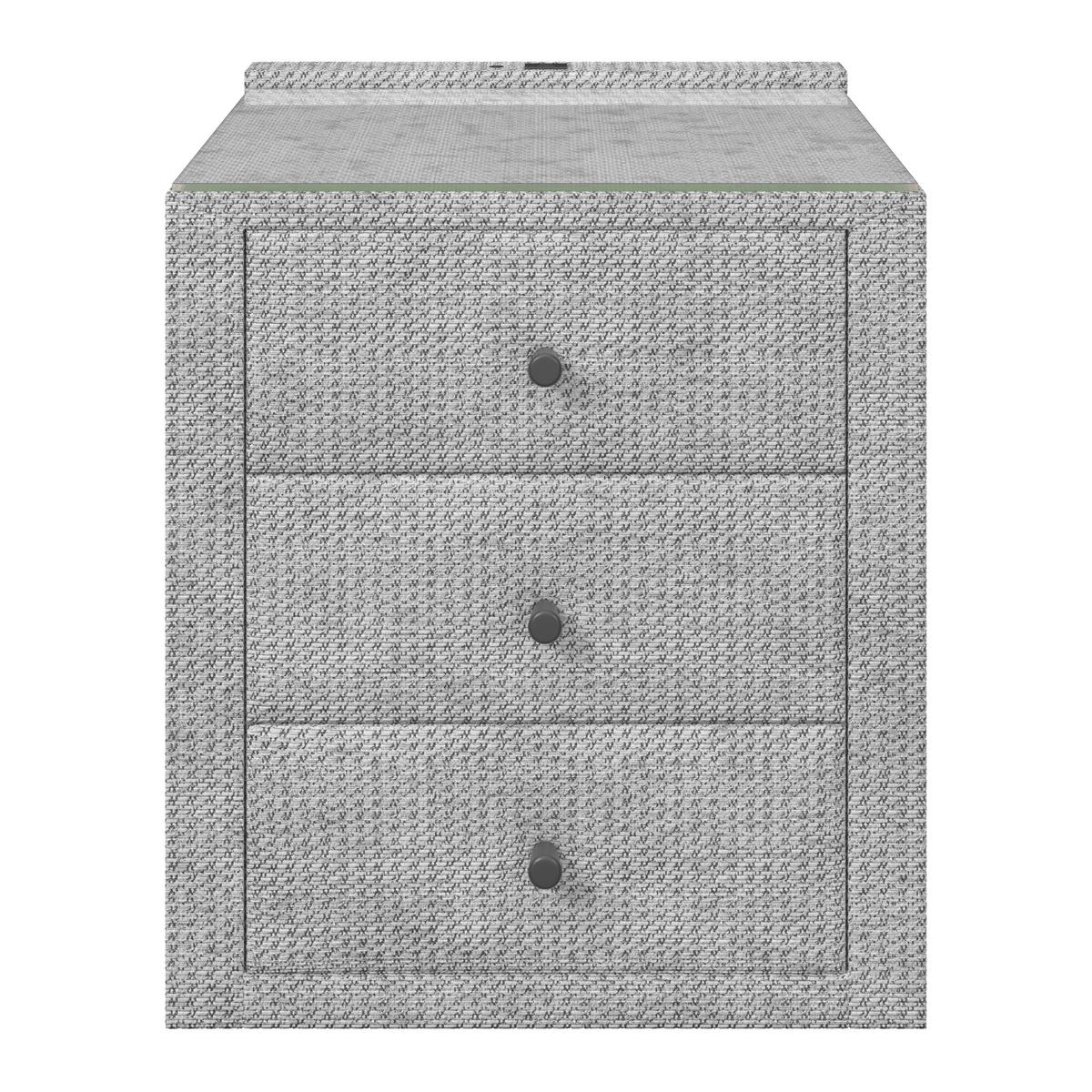 Noćni Stočić Brisbane I - svetlosiva, Trendi, staklo/tekstil (49,5/56,5/46cm) - Premium Living