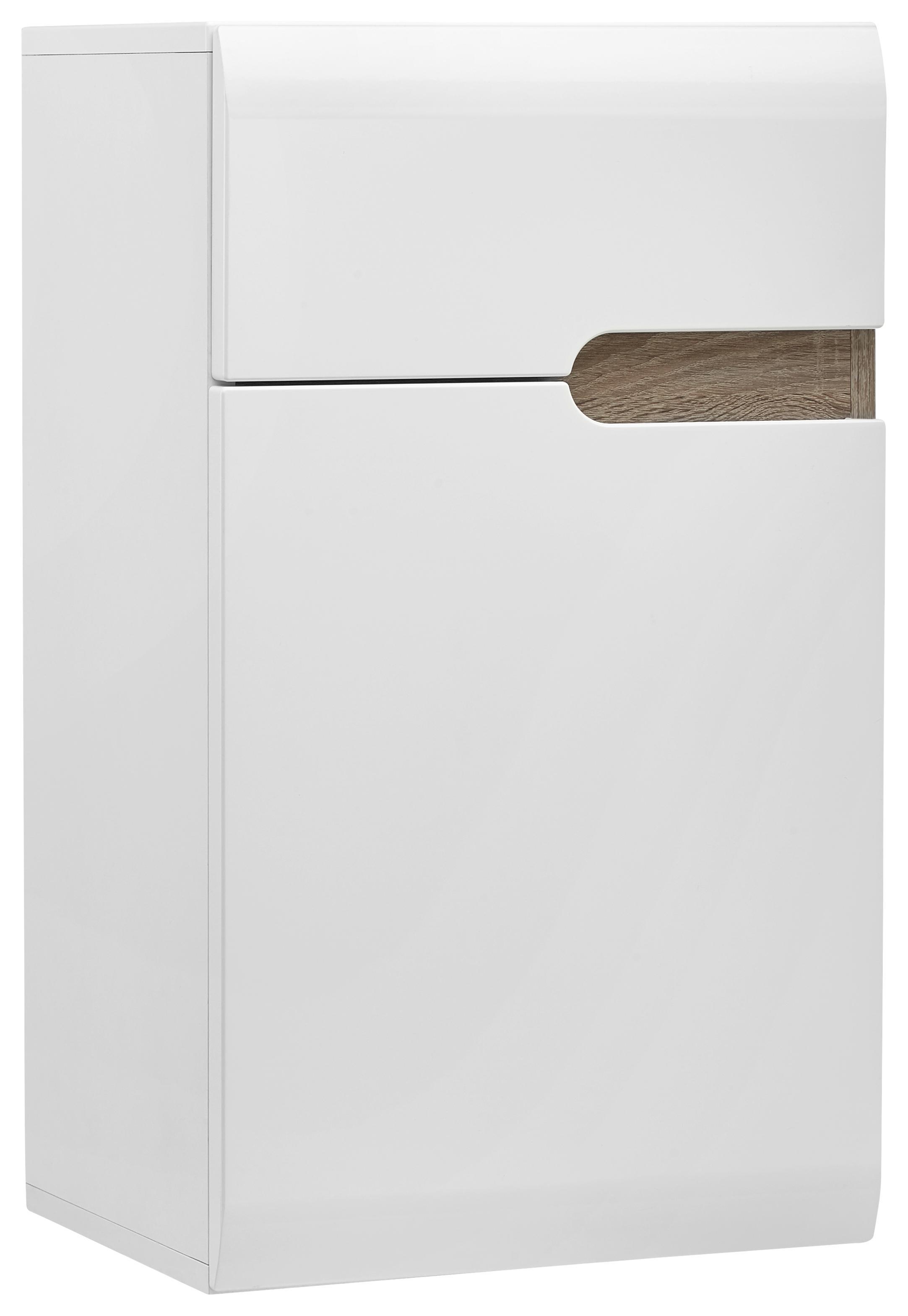 Unterschrank Weiß Hochglanz/Eichefarben - MODERN (40/69/31cm) - Mömax modern living