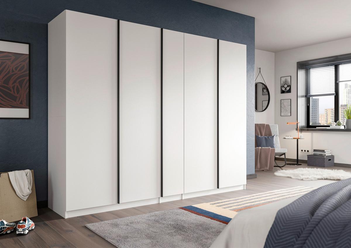 Drehtürenschrank Oakland Weiß - Schwarz/Weiß, MODERN, Holzwerkstoff (230/183/53cm) - MID.YOU
