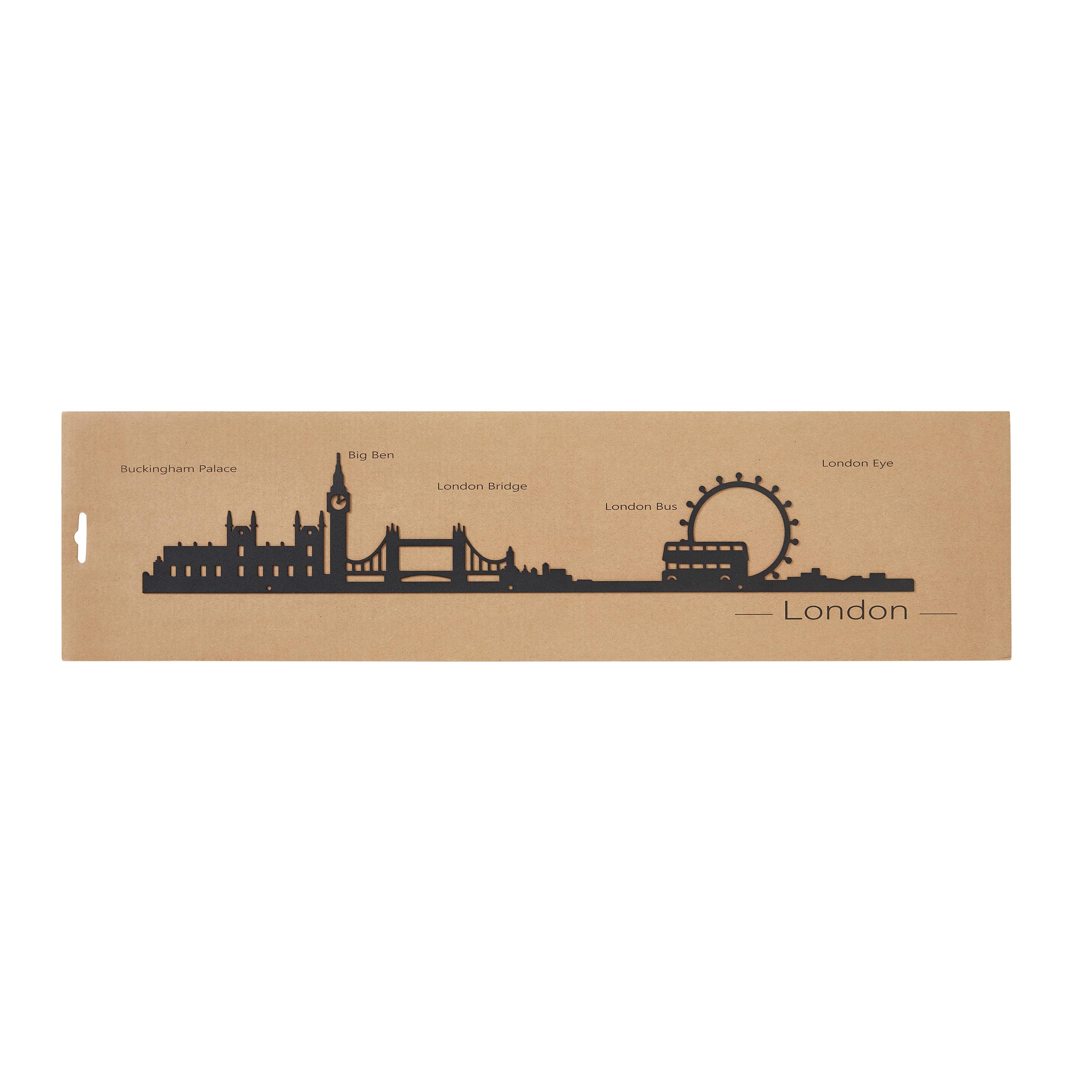 Wanddeko Skyline Schwarz - Schwarz, KONVENTIONELL, Metall (55/10cm) - Modern Living