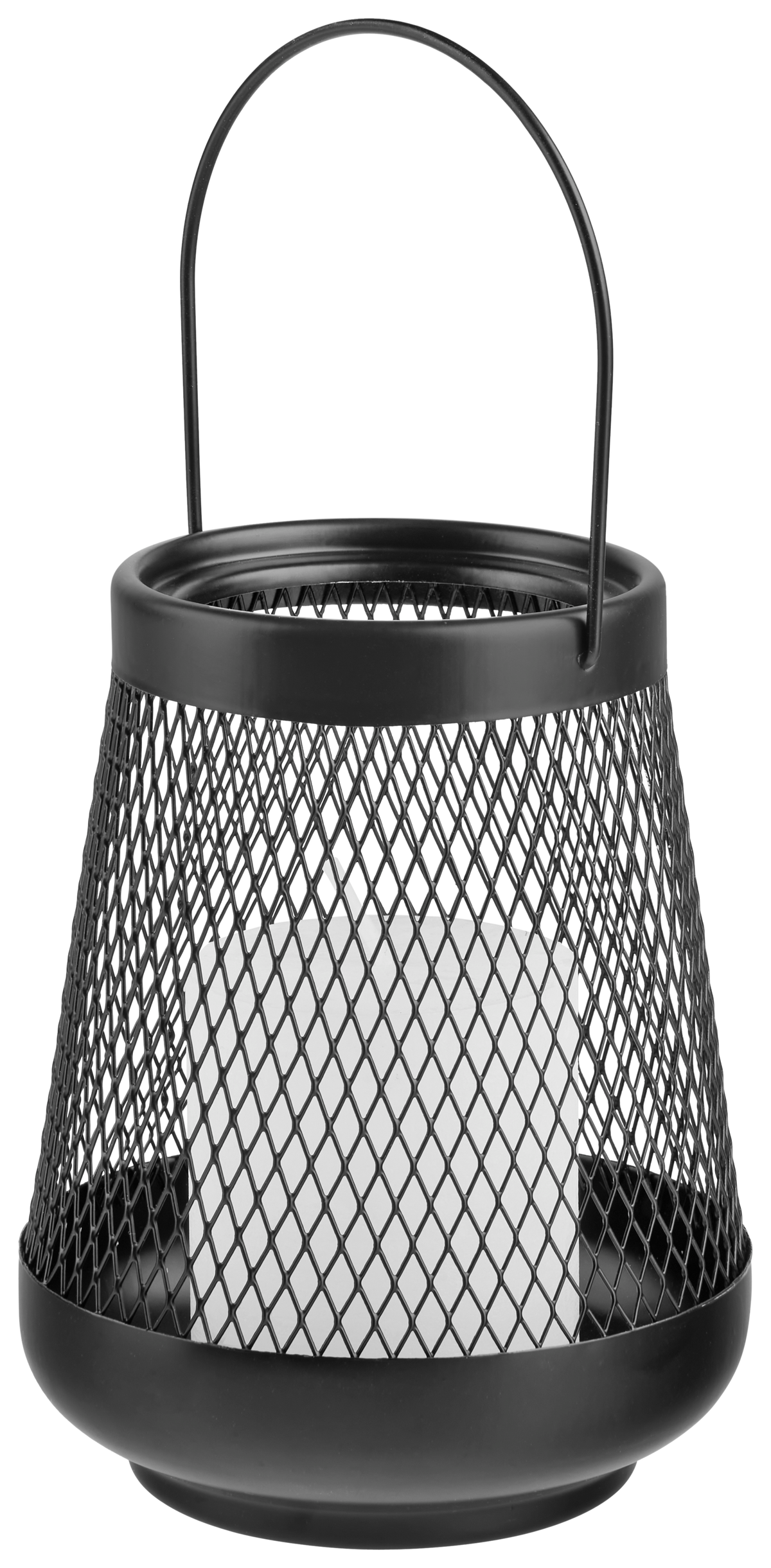 Laterne Theo in Schwarz Ø ca. 12,5 cm - Schwarz, MODERN, Metall (12,5/16cm) - Modern Living