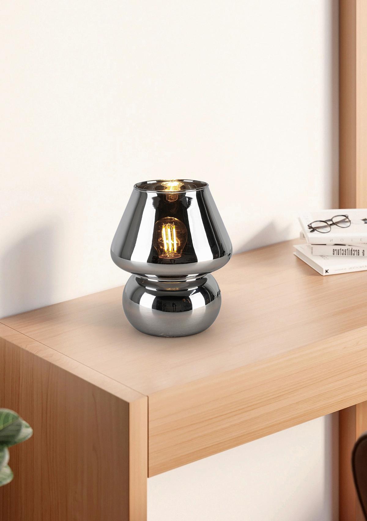 Namizna Svetilka Schöni - barve kroma/črna, Moderno, umetna masa/steklo (15/18cm) - Modern Living