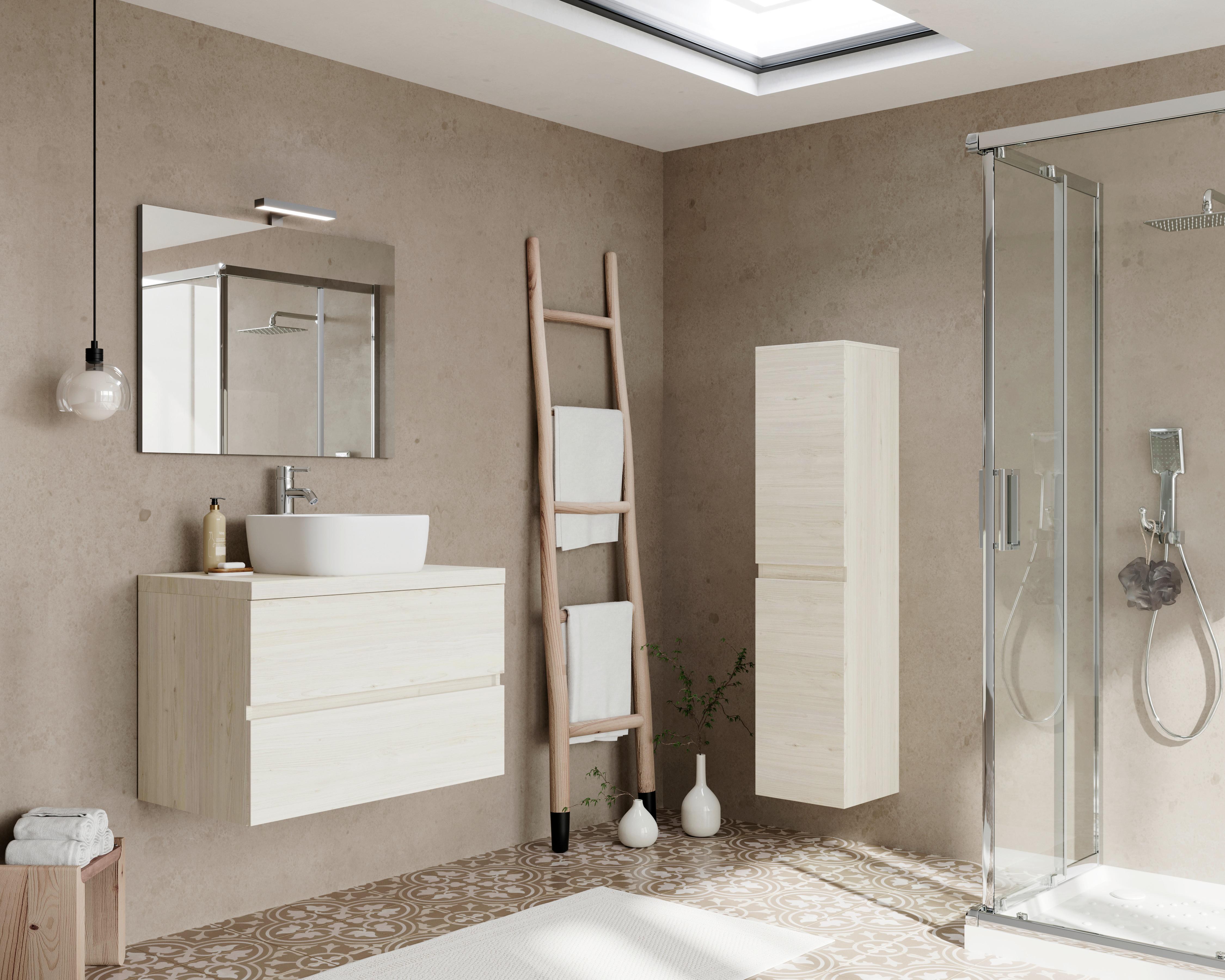 Bază pentru lavoar Easy - stejar Bianco/antracit, Modern, material pe bază de lemn (80/51/46cm)