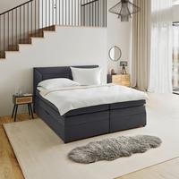 Boxspringbett Maja ca. 180x200 cm Grau mit Topper - Schwarz/Grau, MODERN, Holz/Kunststoff (180/200cm) - Bessagi Home