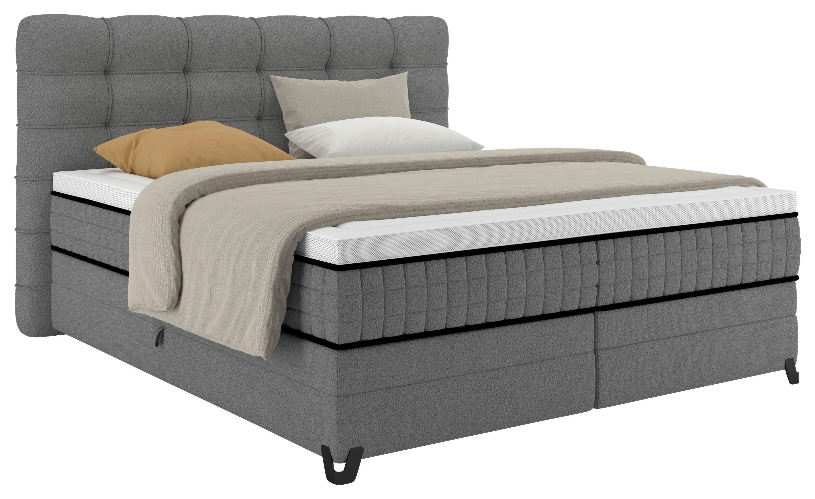 Boxspringbett Carmen C Dunkelgrau ca. 180x200cm - Dunkelgrau, KONVENTIONELL, Holz/Holzwerkstoff (180/200cm) - Premium Living