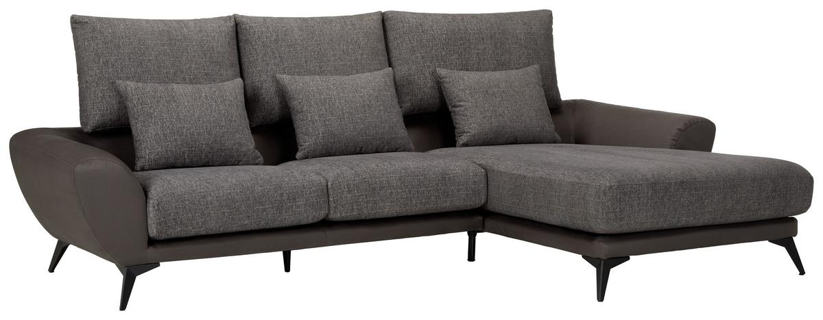 Ecksofa Soria in Dunkelgrau - Dunkelgrau/Schwarz, Modern, Textil (296/103/176cm) - Premium Living