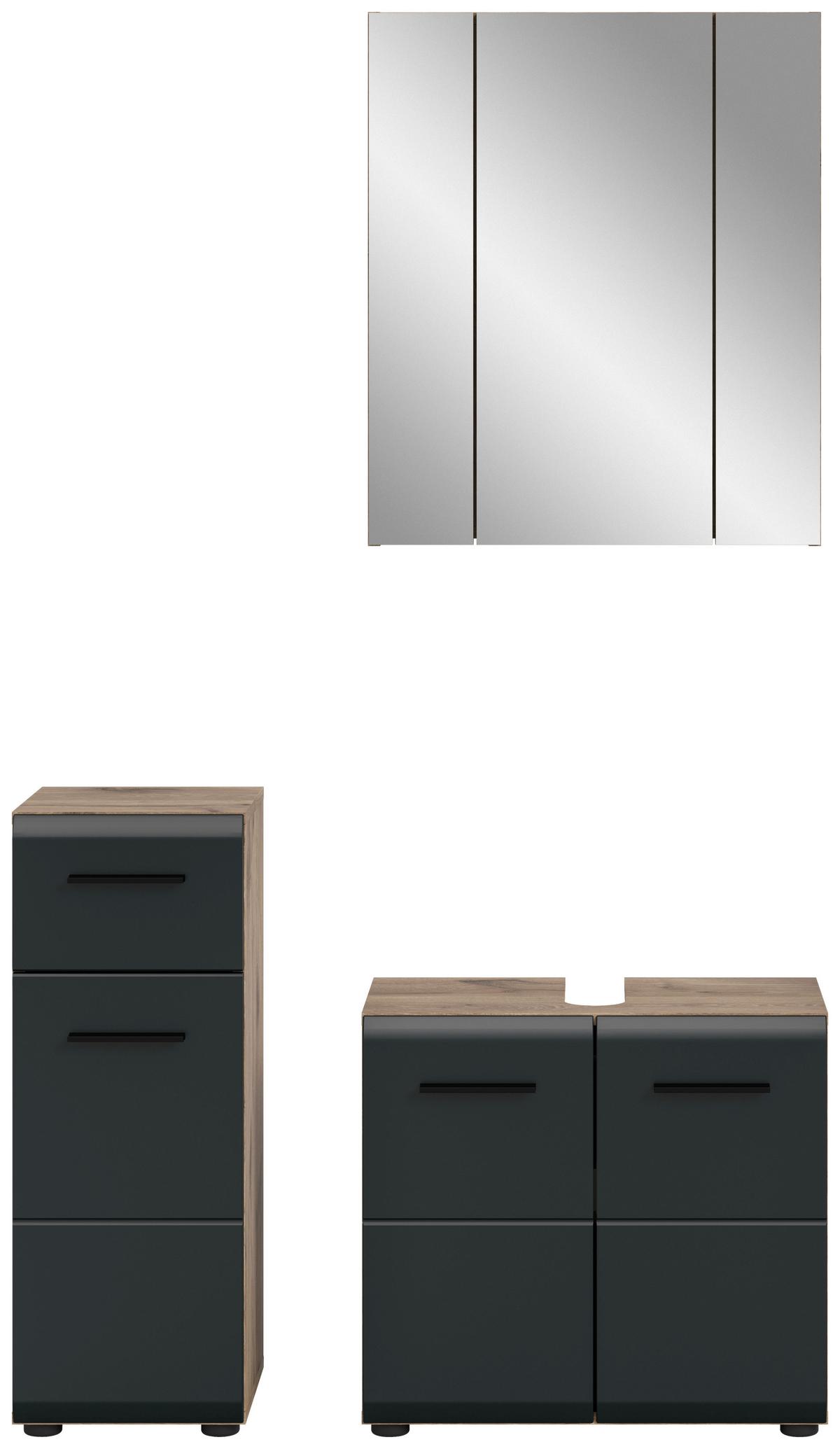 BADEZIMMER ICE - Eiche dunkel/Schwarz, Basics, Holzwerkstoff/Kunststoff (90cm) - MID.YOU