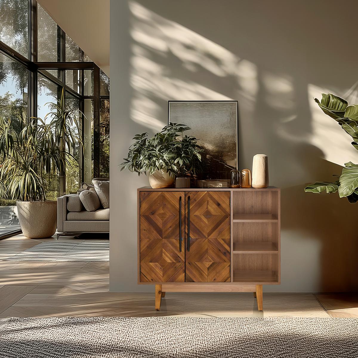 Komoda Santjago Wood, Rjava - črna/temno rjava, Moderno, kovina/les (95/32/79,5cm) - MID.YOU